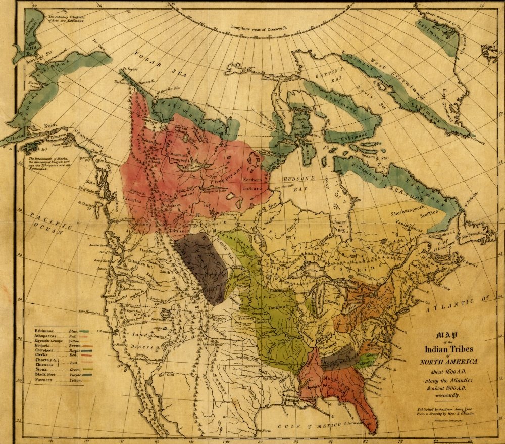 Map of The Indian Tribes of North America About 1600 AD
