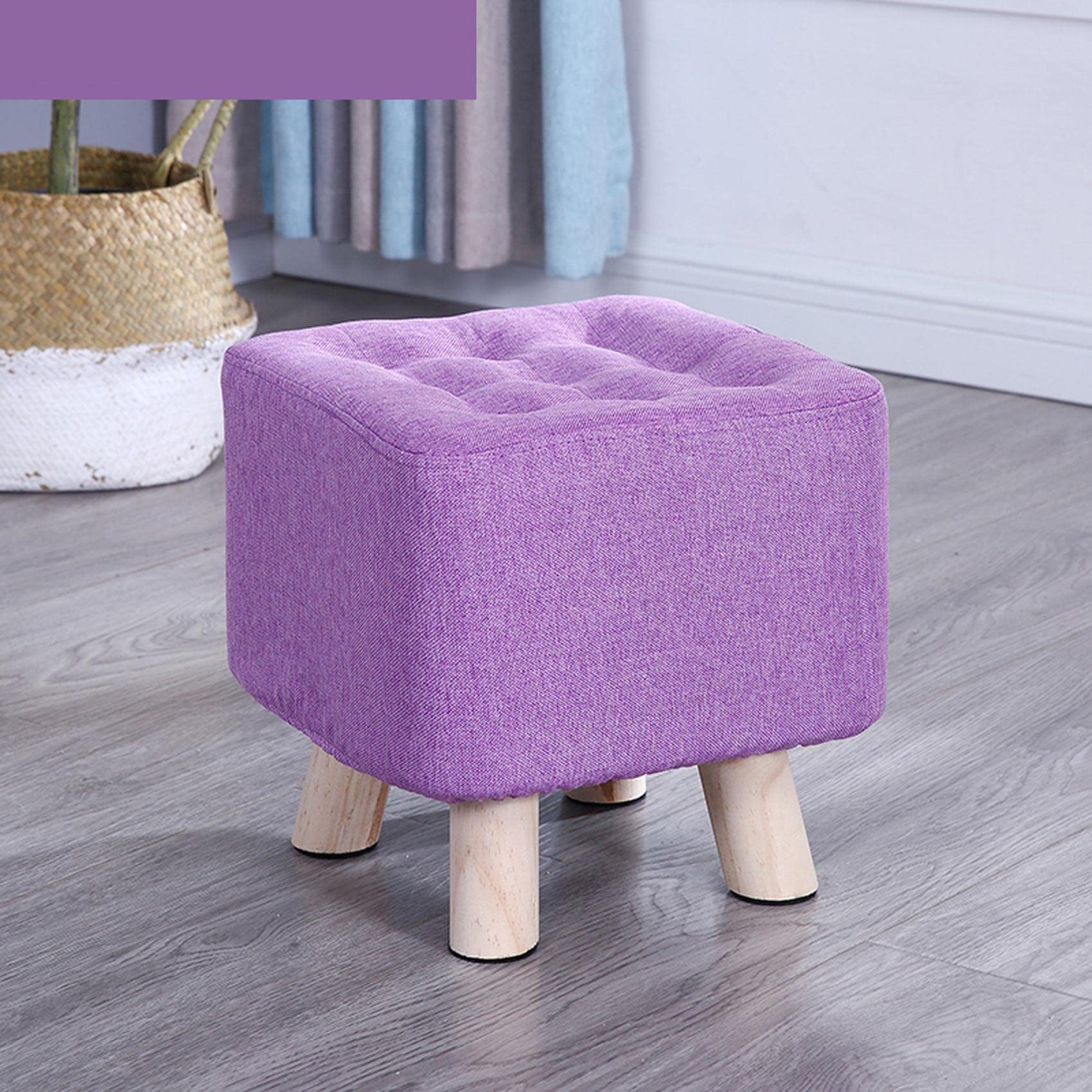 Tabouret carré en lin pour chambre à coucher et salon chic