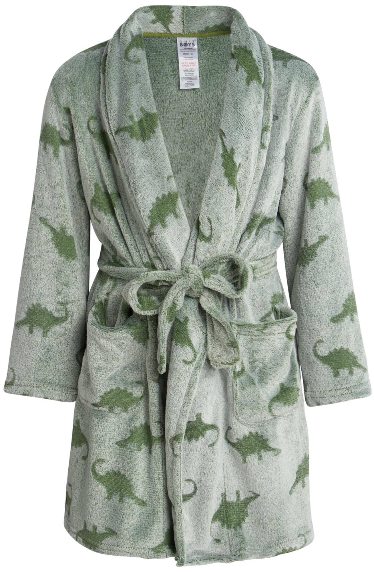 Rene Rofe Boys Robe - Fuzzy Plush Fleece Kids Robe - Collared Long Sleeve Boys Bath Robe with Pockets