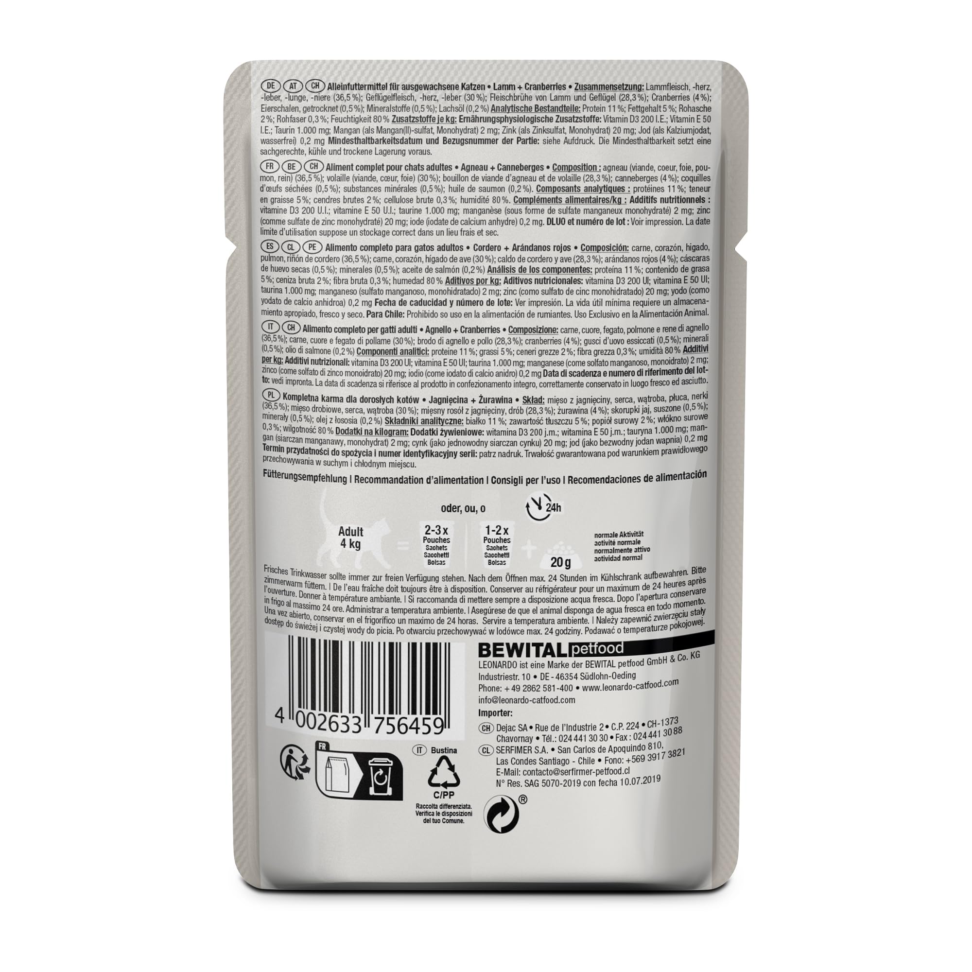 Picture of Cat Food Wet LEONARDO Finest Selection Wet Cat Food - Lamb ...