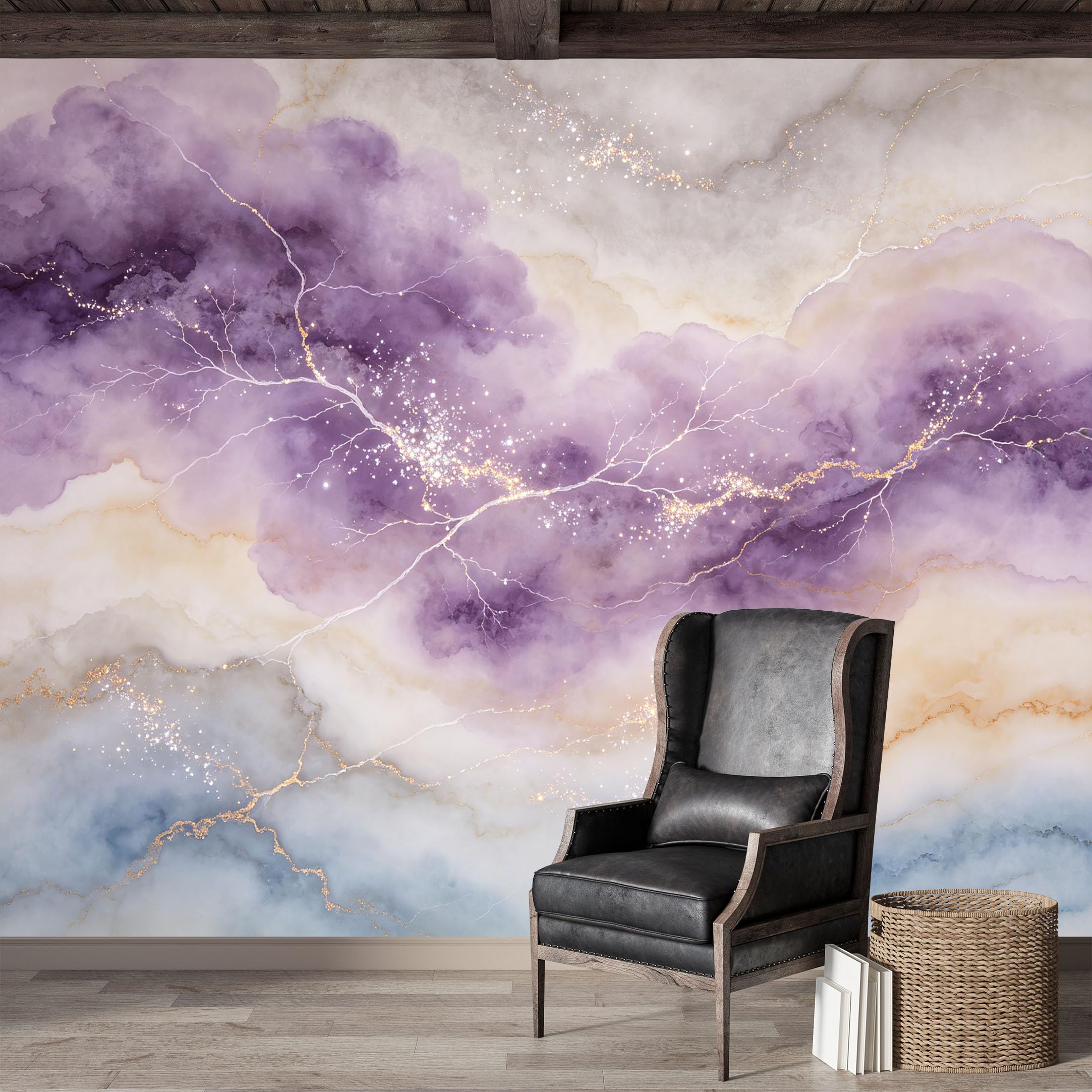 Custom Size Wall Mural,Amethyst Geode Agate Marble Abstract Watercolor Premium Water Activated SelfAdhesive Wallpaper,Removable Wall Covering,Easy DIY Install Wall Art for Indoor Home Decor