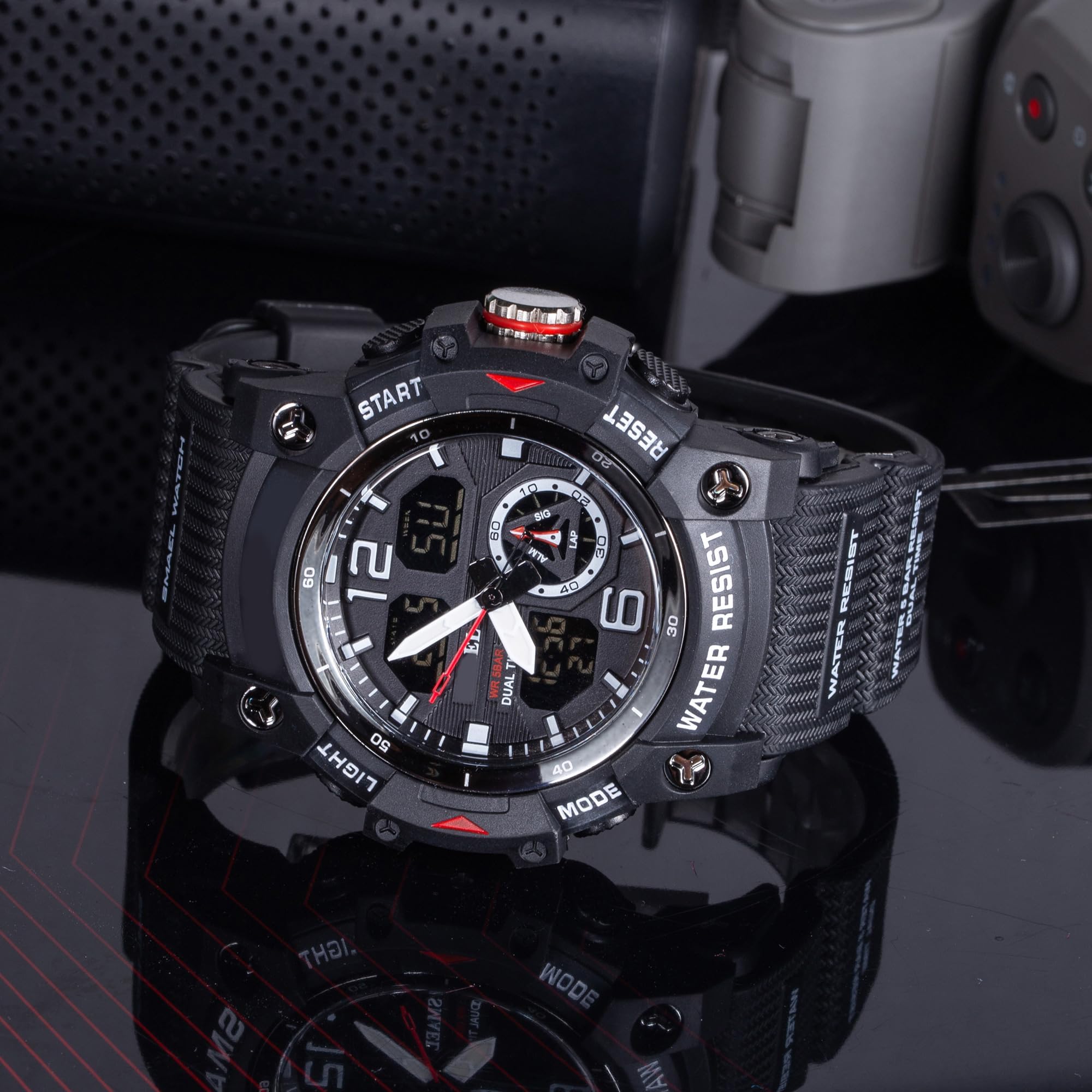 findtime Orologio militare, da uomo, digitale e analogico, impermeabile, sportivo, a LED, digitale, calendario, cronometro con cinturino tattico, orologio da uomo, per attività all'aperto