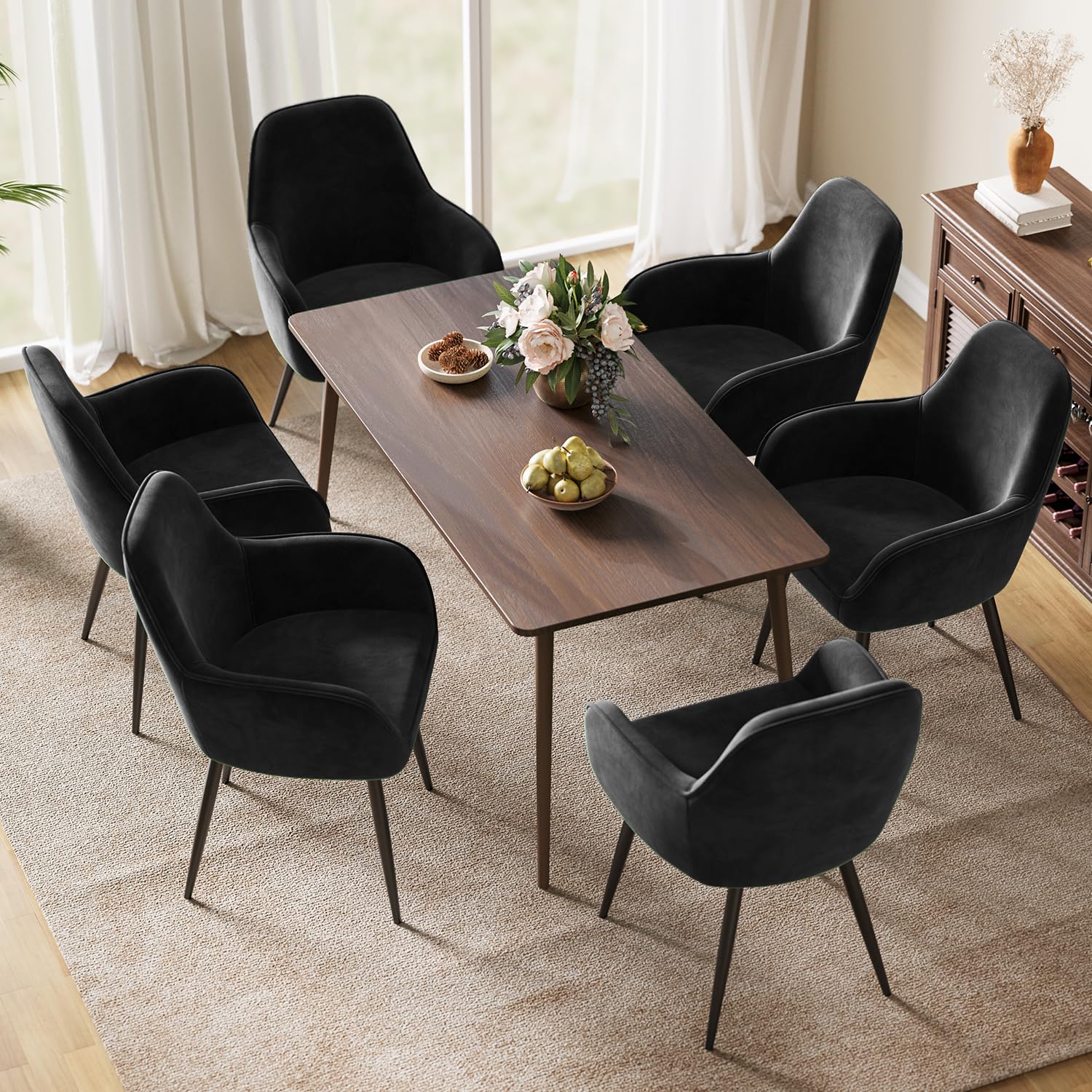 ELUCHANG Esszimmerstuhl 2 4 6er Set, Küchenstuhl, Polsterstuhl, Sessel Bequem mit Armlehne, Loungesessel, bis 150 kg Belastbar, Samt, für Esszimmer, Küche, Wohnzimmer