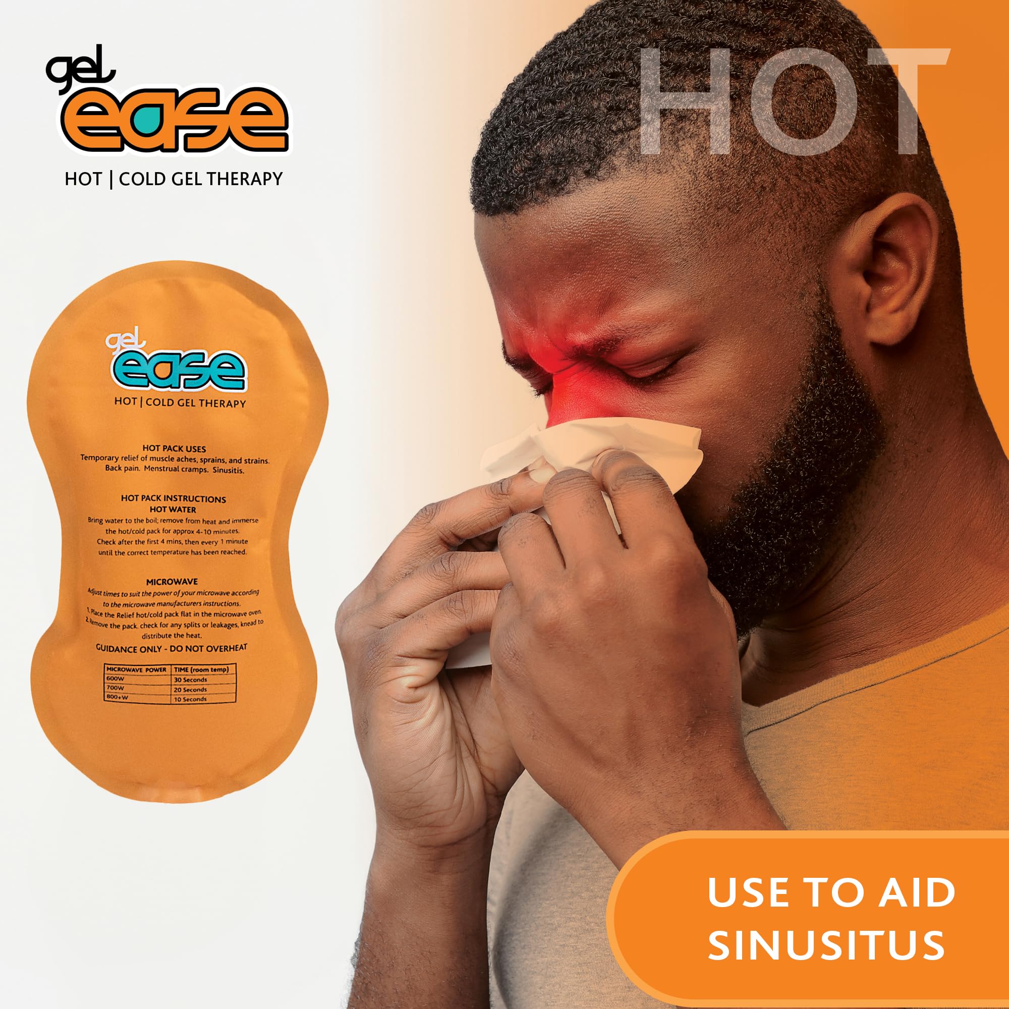 Gel Ease Impacco Gel Caldo e Freddo, Sollievo dal Dolore con Applicazioni Calde e Fredde, Sollievo Lenitivo per Muscoli e Articolazioni, Elimina Gonfiore e Infiammazione, Pacco da 2