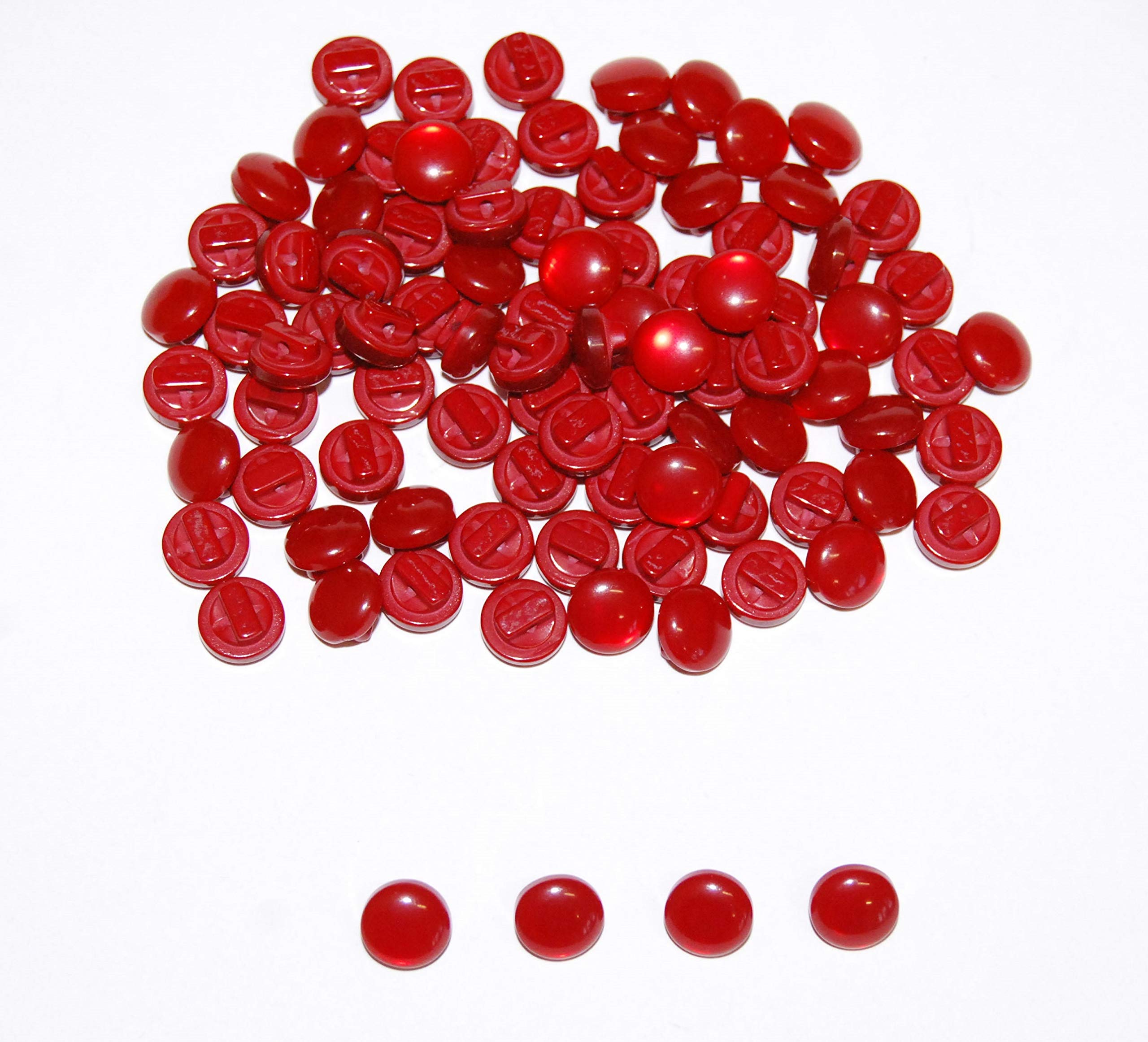 celloexpress Pearlised Mushroom Buttons - 10mm - for Sewing & Crafting (Red, Pack of 250)