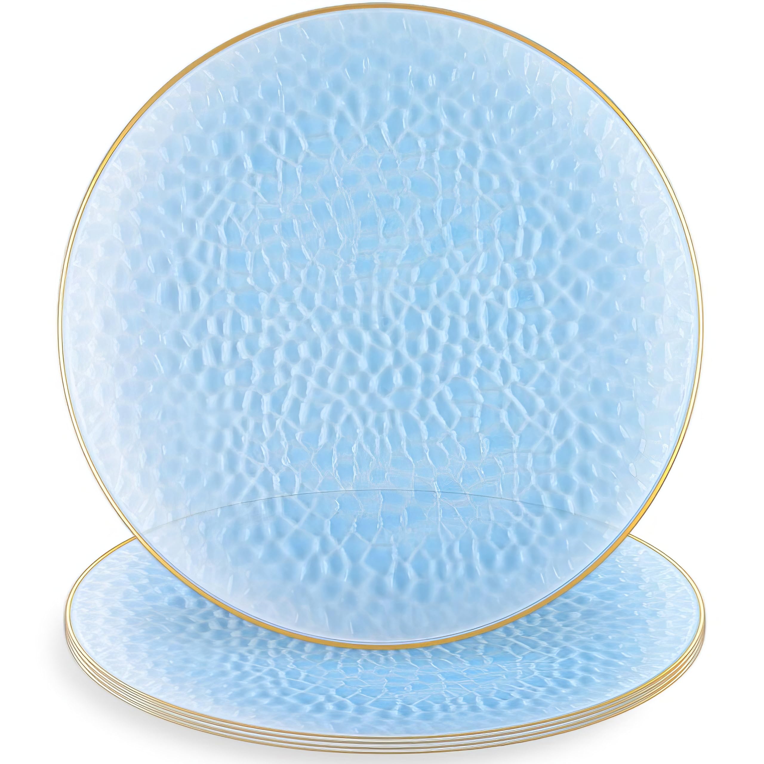 Table Settings Blue Hammered Organic Plastic Charger Plates (Pack Of 4) - 13