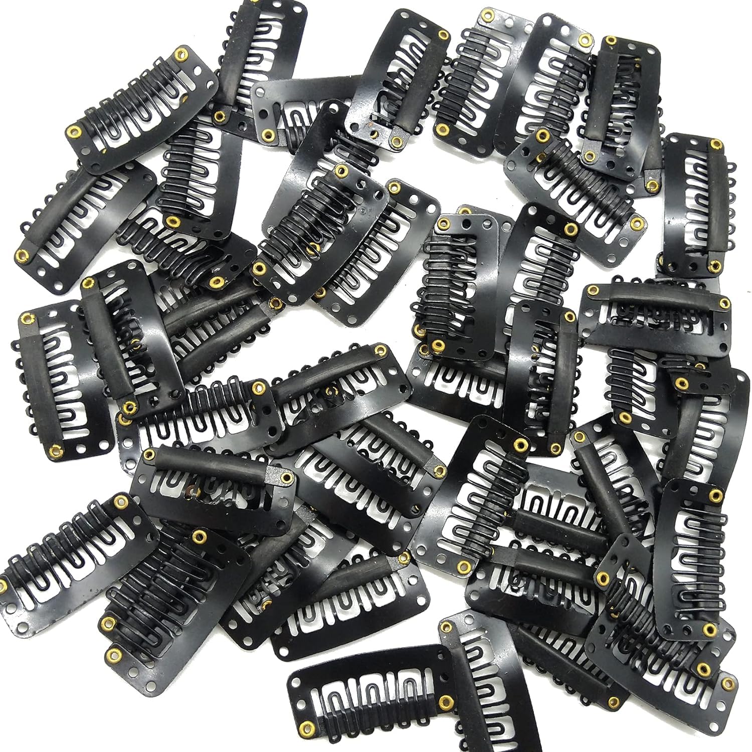 MISS LIRENN® 100PCS Snap Clips for Hair Extensions Weaves U-shape Metallic Wig Clips With Silicon Rubber Small Size Black