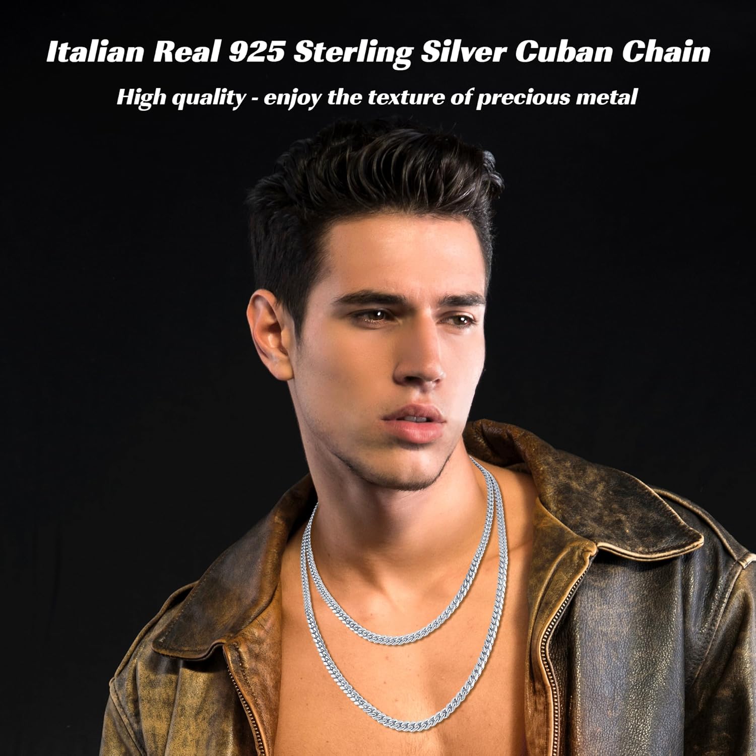 3.5mm 4mm 5mm 14k Gold Plated S925 Sterling Silver Chain Necklace for Men Women, Mens Diamond Cut Cuban Chain, Sturdy & Shiny & Not Easy to Fade & Comfortable 16 18 20 22 24 26 Inch - Image 2