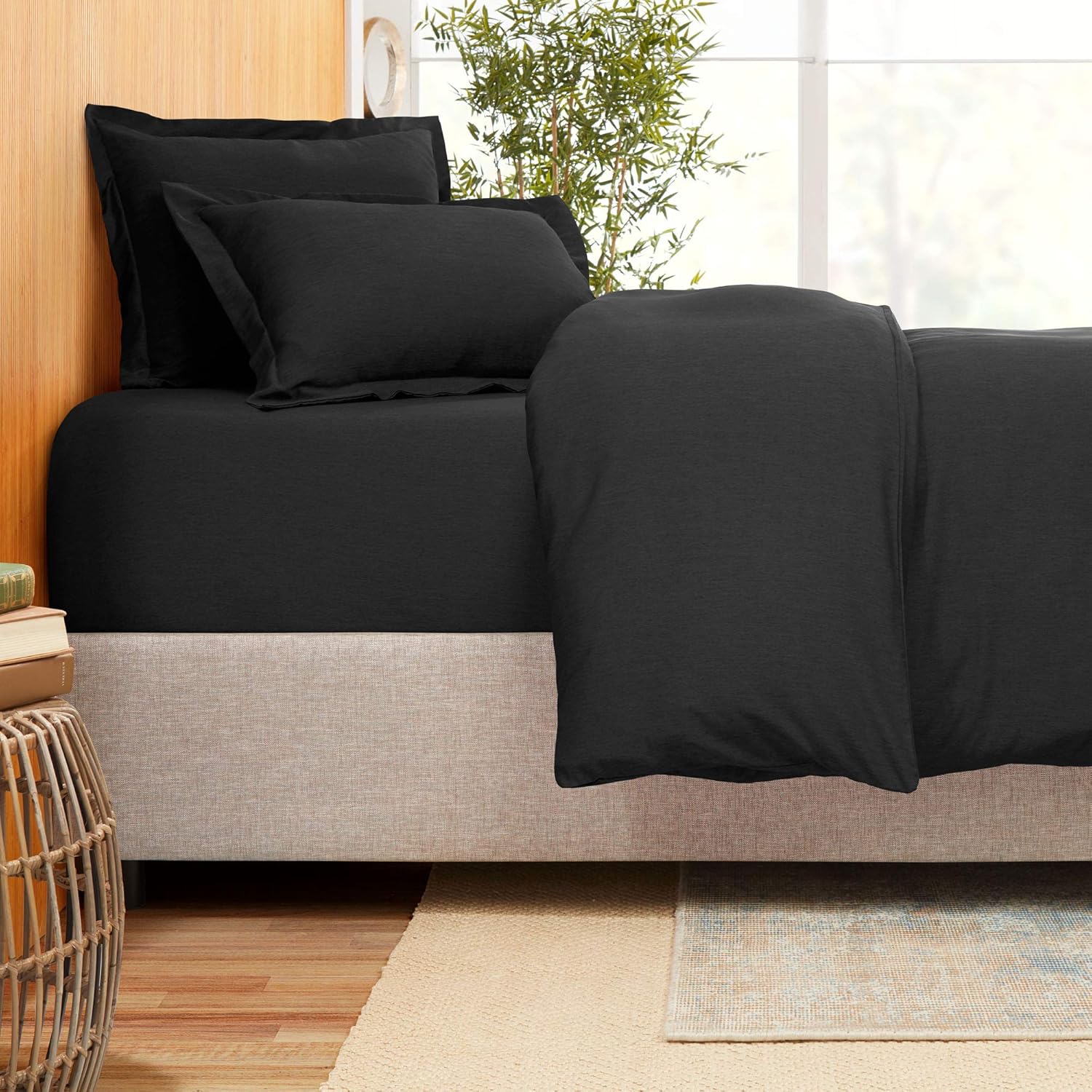 100% Natural Cotton Sateen Weave 800 Thread Count King Size Fitted Sheet with Elastic All Around - 1 Piece Fitted Sheet - Fits Mattress Up to 18 Inches Deep Pocket Black