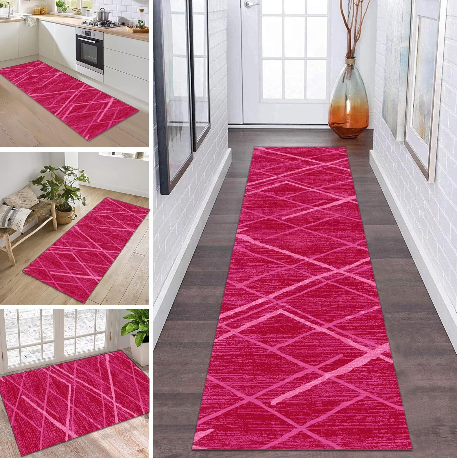 ZDYHMrj Lange loper, antislip, wasbaar, keuken, gang, tapijtloper, paars, 90 x 350 cm, lange tapijtmatten, keukenloper, woonkamer, kinderkamer, aanpasbaar keukentapijt, per meter