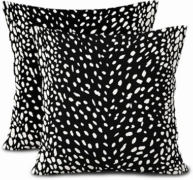 Antelope Black White Pillow Covers 20X20 Inch Neutral Animal Faux Fawn Decorative Pillow Cases Modern Euro Cotton Linen Throw Pillows Set of 2 Farmhouse Home Decor for Sofa Couch Porch Outdoor