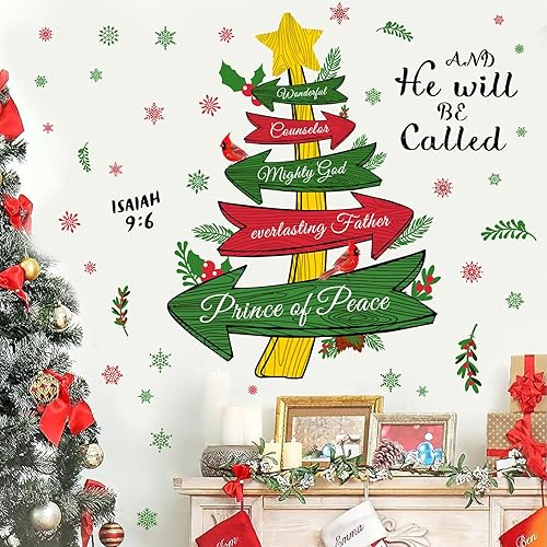 Miniatura 10 de Calcomanías de pared de Navidad, divertidas citas de Navidad, calcomanías de pared de pino de Navidad, calcomanías de pared de copos de nieve