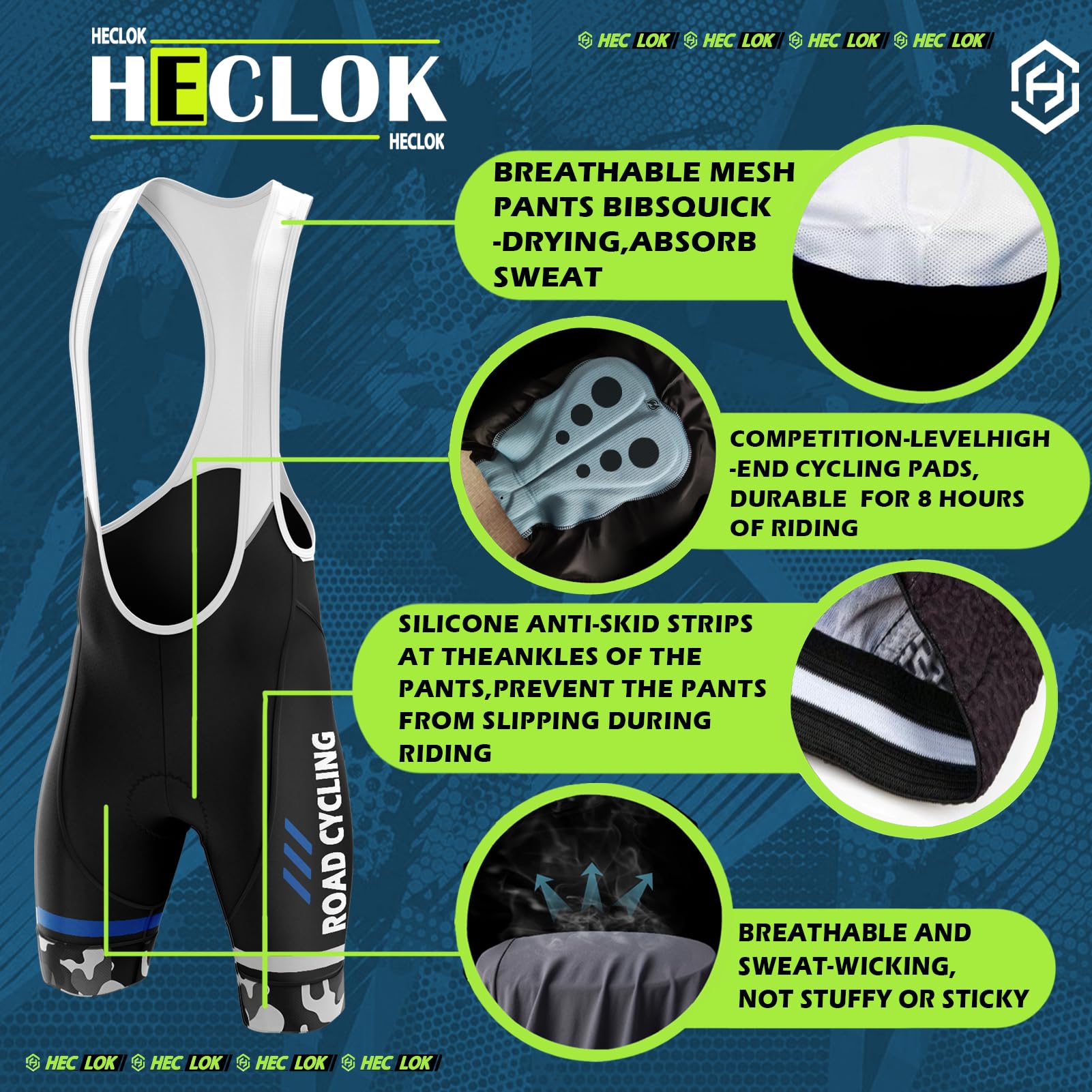 Culotte Ciclismo Bibs Shorts Hombres Verano, MTB Ropa Ciclismo Culote Corto con Tirantes, Transpirables, de Secado rápido,Ropa de MTB para Ciclismo al Aire Libre