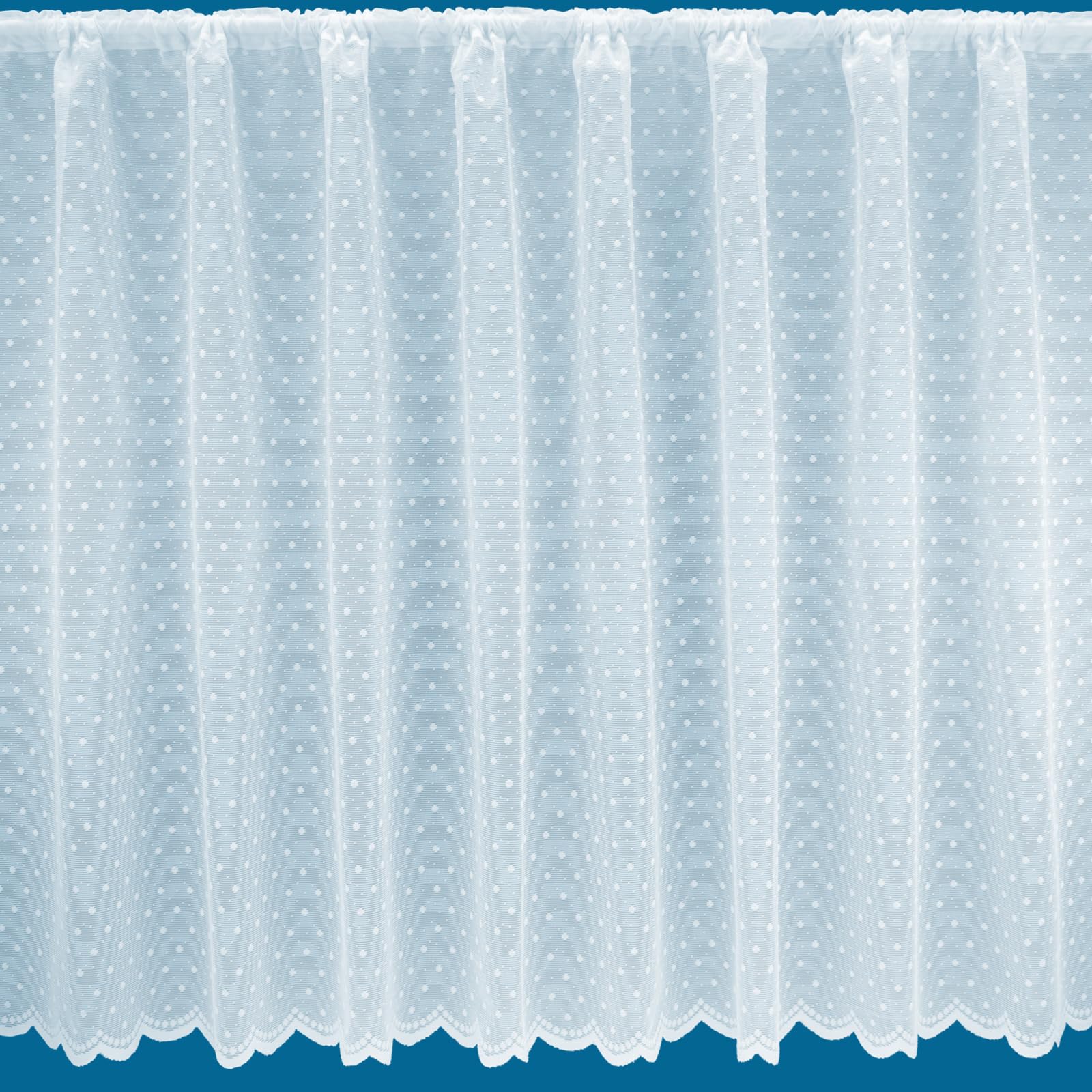 Dottie Net Curtain with Spot Design & Scalloped Hem White - Sold By The Metre (Drop: 137cm (54"))