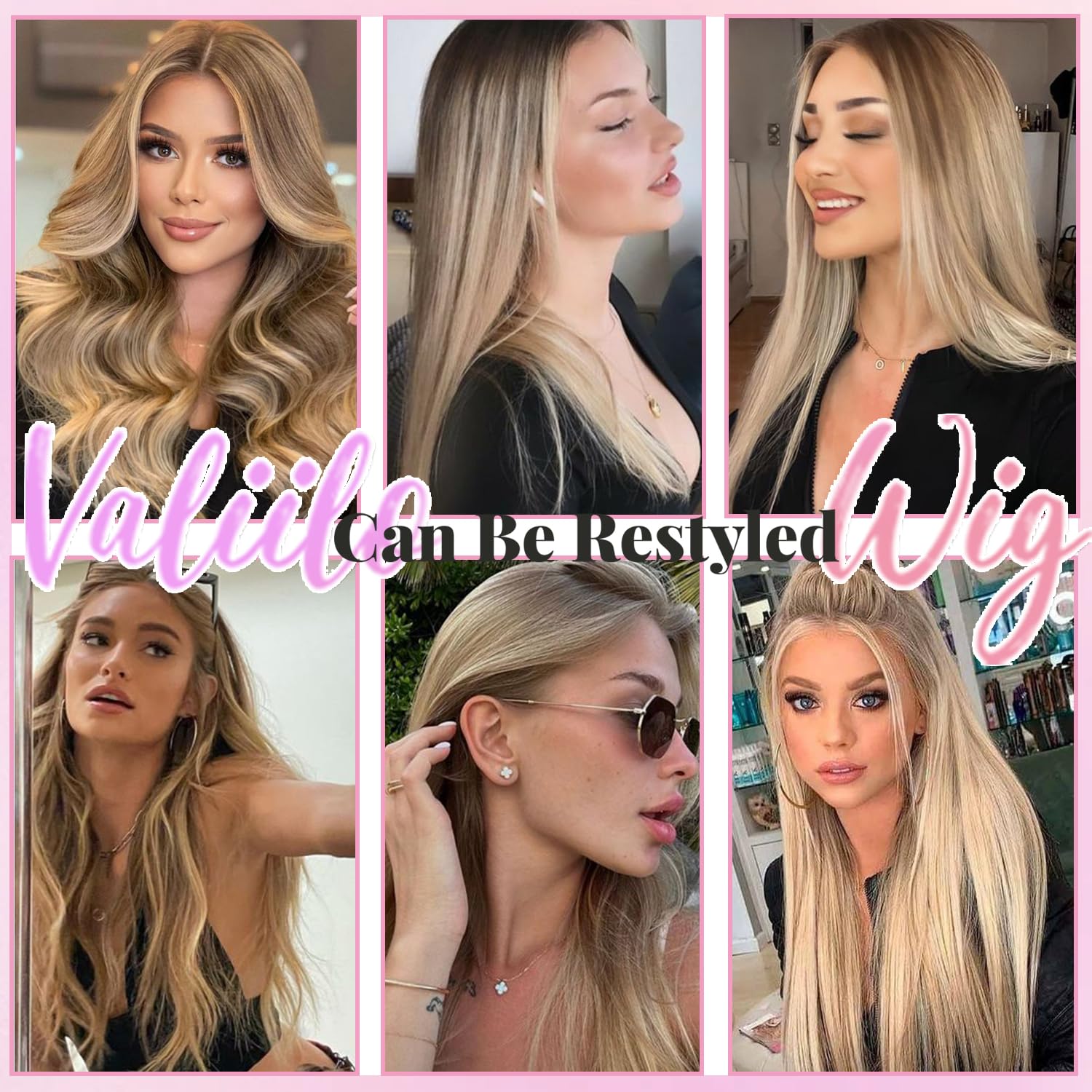Ombre Ash Blonde Wig Human Hair Glueless 13x4 Lace Front Wigs Pre Plucked Long Straight Frontal Lace Wigs 180% Density 20 Inch Blonde Highlight Wig with Brown Roots
