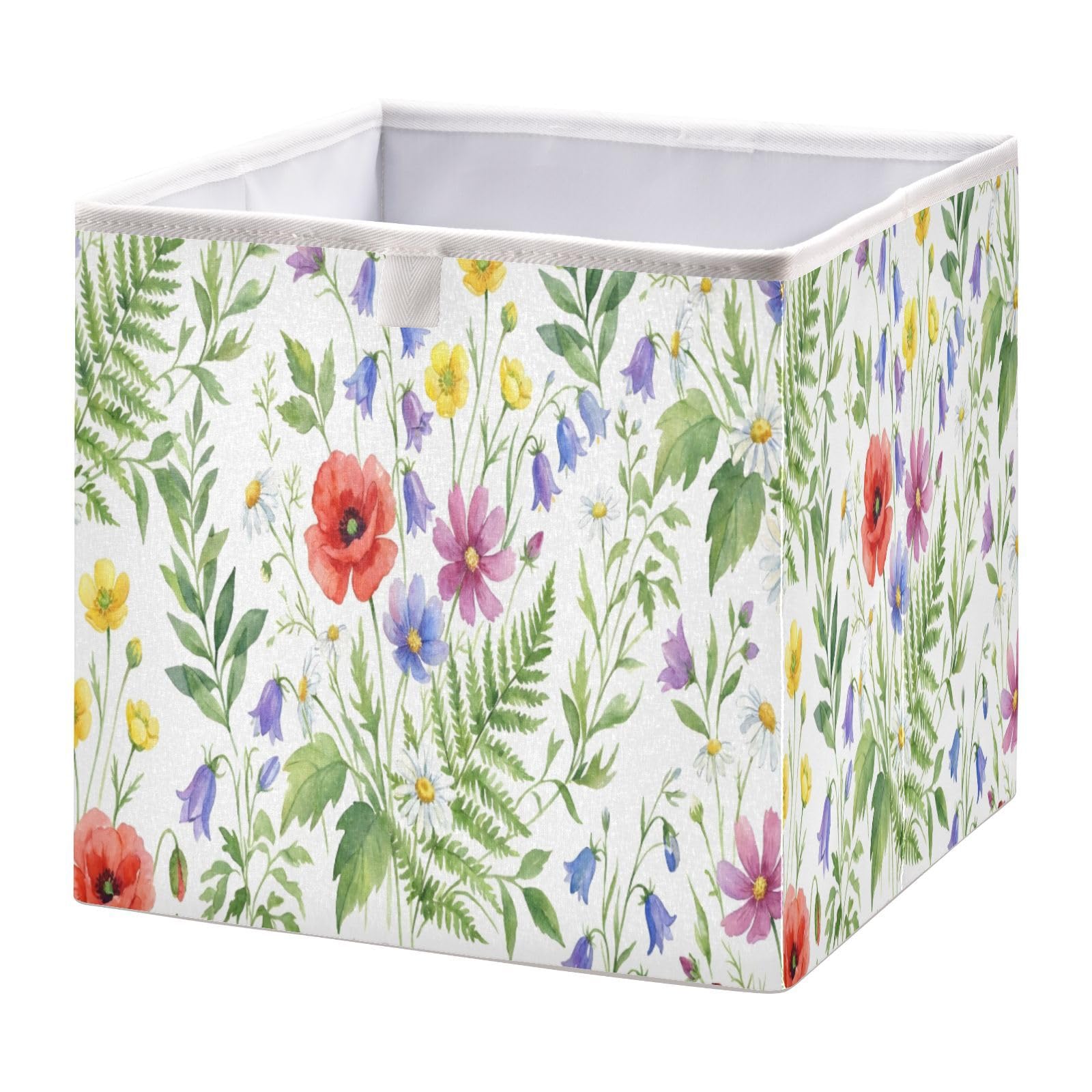 Cgiub A Wildflowers Storage Cubes 28X28 Cm Collapsible Decorative Fabric Storage Box Shelves Closet Organiser Bin For Bedroom Nursery Office