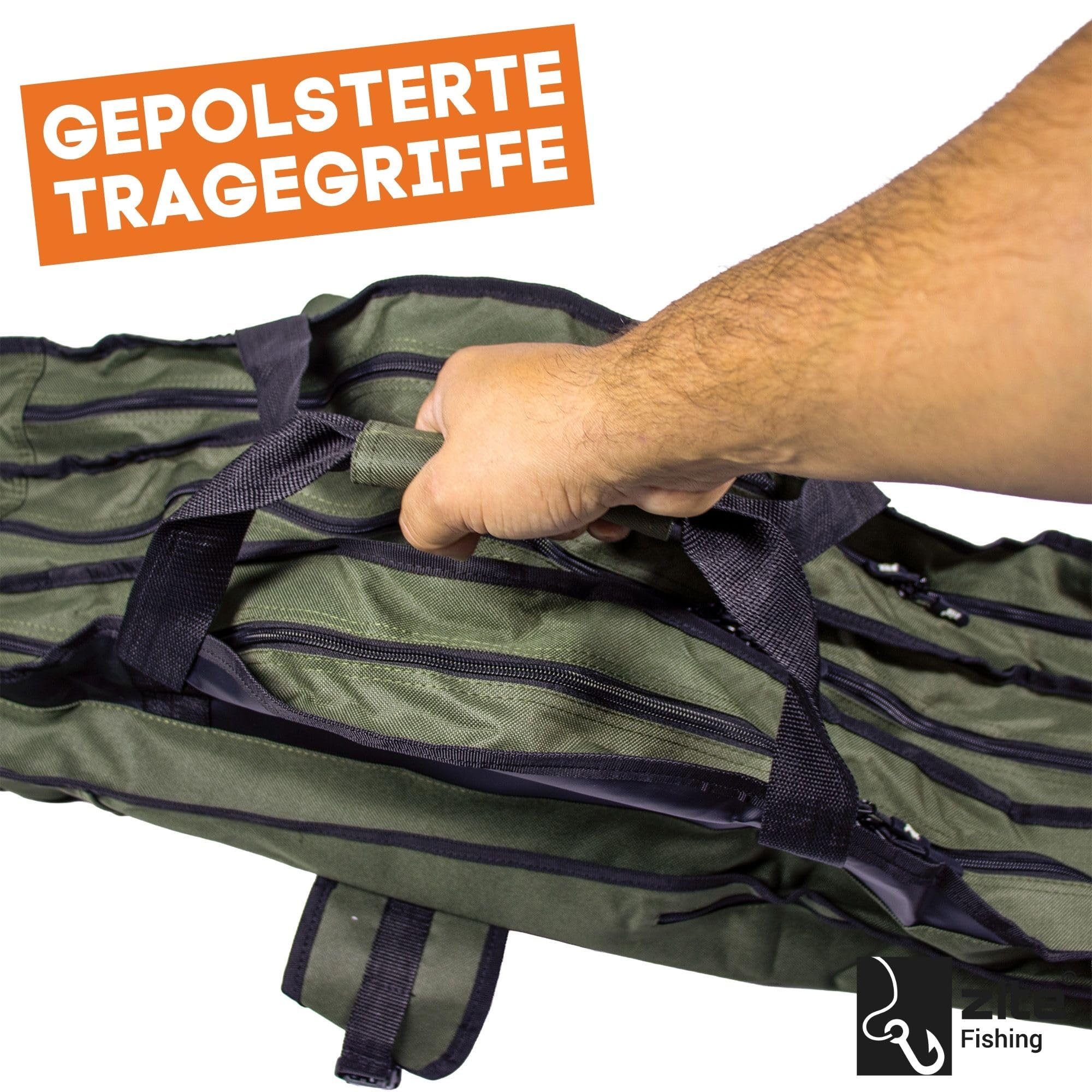 Zite Fishing - Bolsa para caña de pescar (3 compartimentos)