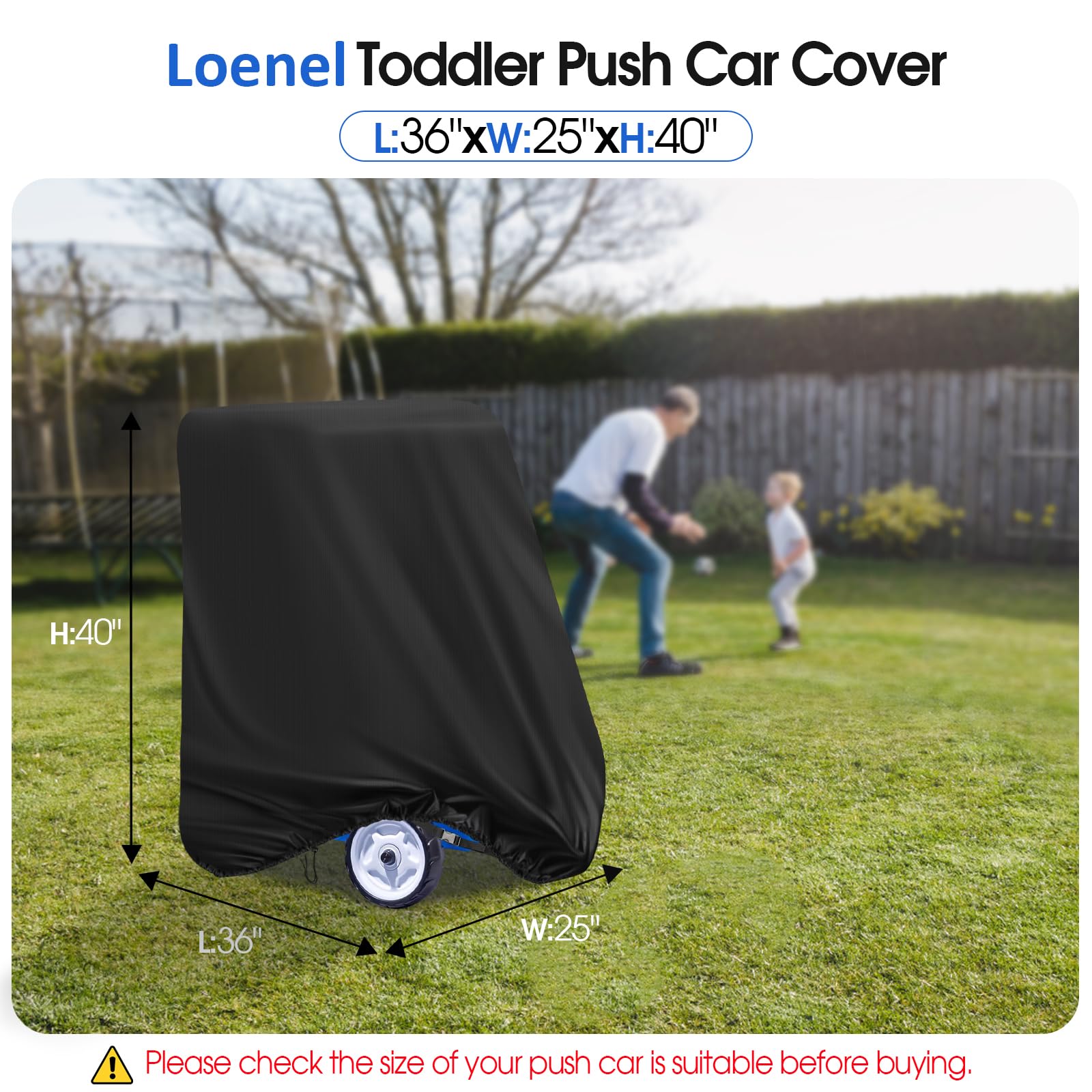 Loenel Toddler Push Car Cover for Step 2 Push Cars, Waterproof Outdoor Cozy Coupe Car Cover for Kids Ride-On Toy Car-36 L×25