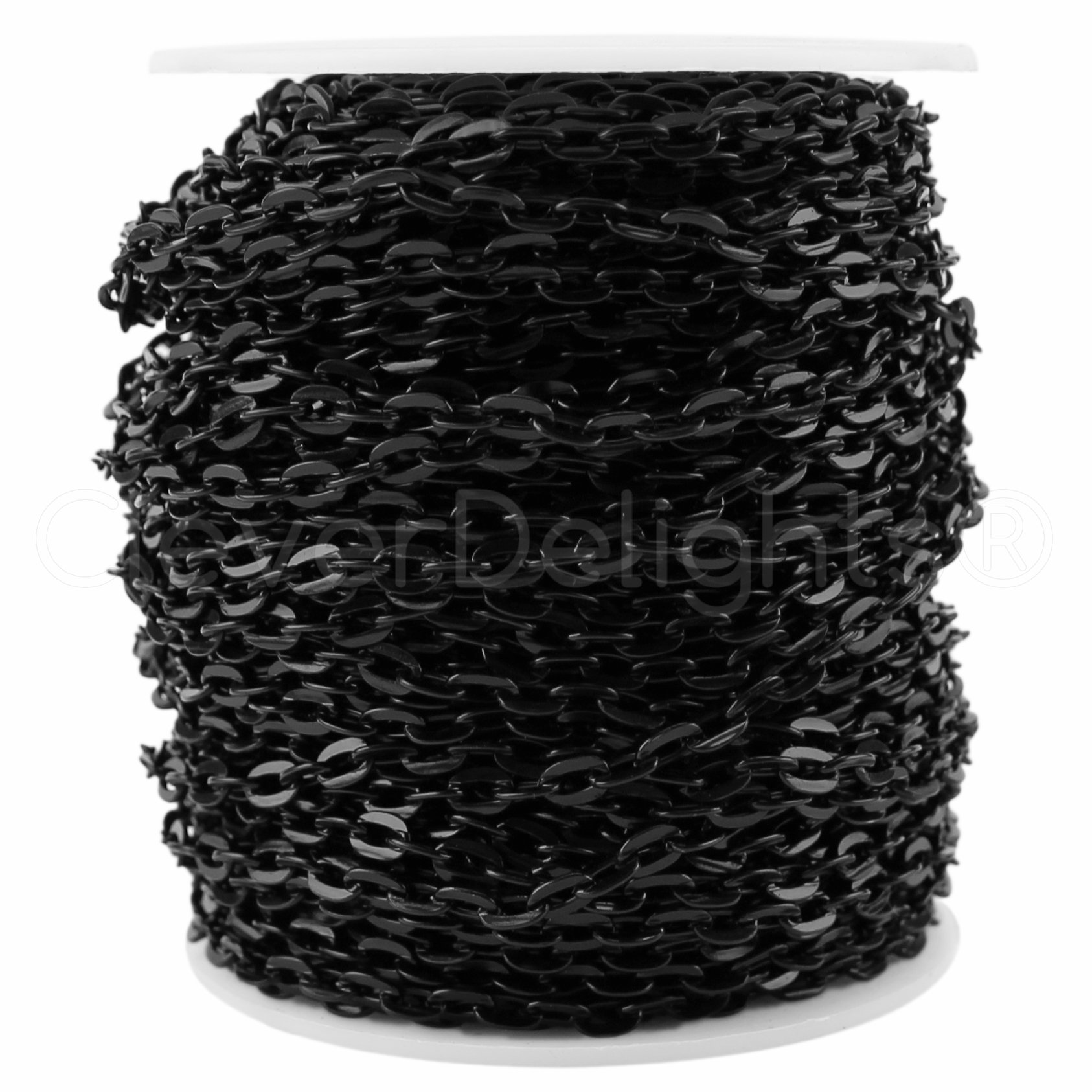 CleverDelights 4x6mm Cable Chain - Dark Black Color - 100 Feet