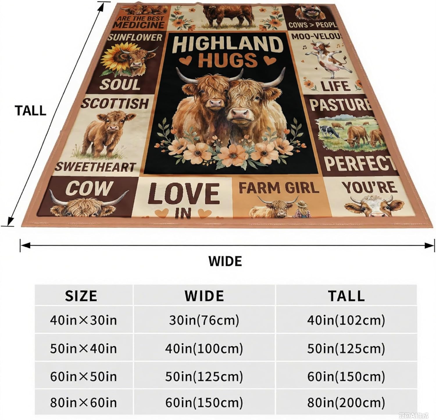 Cow Print Decor Bedding Throw Blanket Soft Cute Flannel Animal Print Throw Blanket Funny Cow Lover Best Warm Gifts Home Decor Gifts for Friends,Family,Wife,Self 50"x60" (Cow3) - Image 8