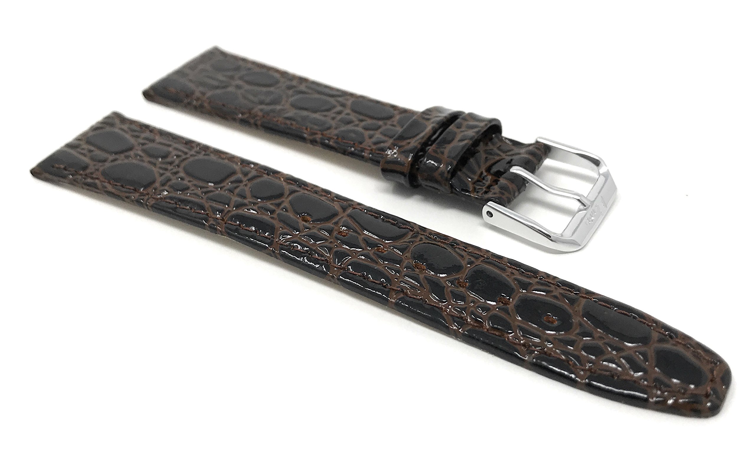 20mm Brown Croc Pattern Leather Smartwatch Band Strap fits Skagen Hagen, Signatur, Hald & Many More