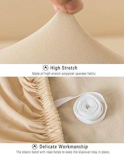 Miniatura 4 de Funda elástica para sofá de 1 pieza, para sofá biplaza de 2 cojines, protector de muebles con espuma antideslizante y parte inferior elástica para