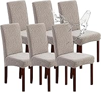Vista 57 de Genina Fundas impermeables para sillas de comedor, fundas elásticas de jacquard para sillas de comedor, extraíbles y lavables, protector de silla