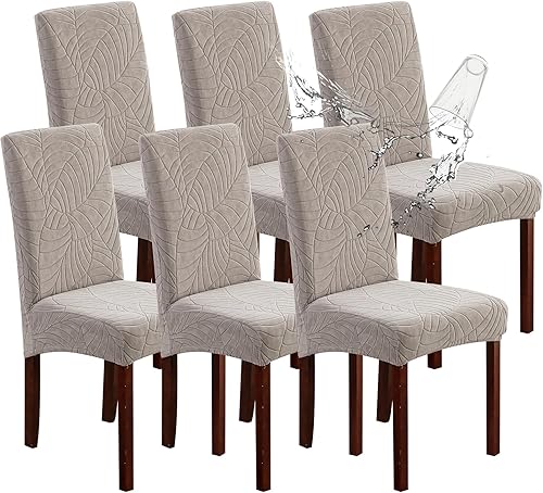 Vista 57 de Genina - Fundas impermeables para sillas de comedor, fundas elásticas de Jacquard, extraíbles y lavables, protector de silla para cocina, hotel