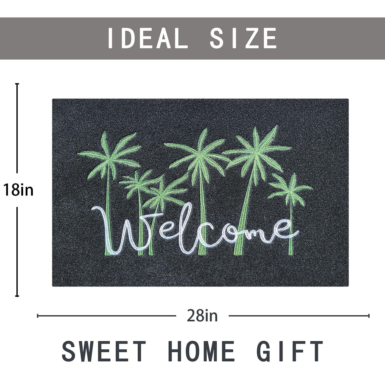JJUUYOU Welcome Mat for Front Door Outdoor Indoor Palm Trees Doormat Farmhouse Durable Non Slip Rubber Backing Mat for Outside Entry Floor Mat Inside Entrance Mat