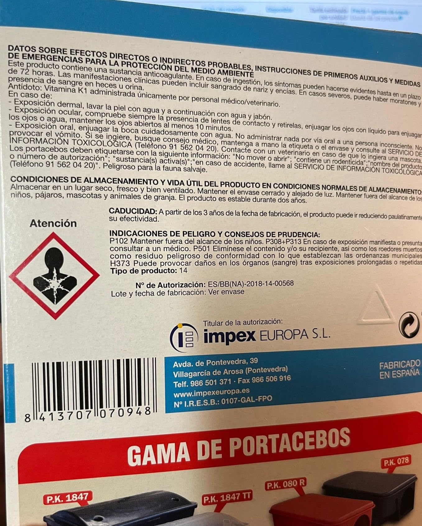 Todo Cultivo Raticida Cebo Fresco brodifacoum 0,5kg Mata Ratas y Ratones con una Sola ingestión.