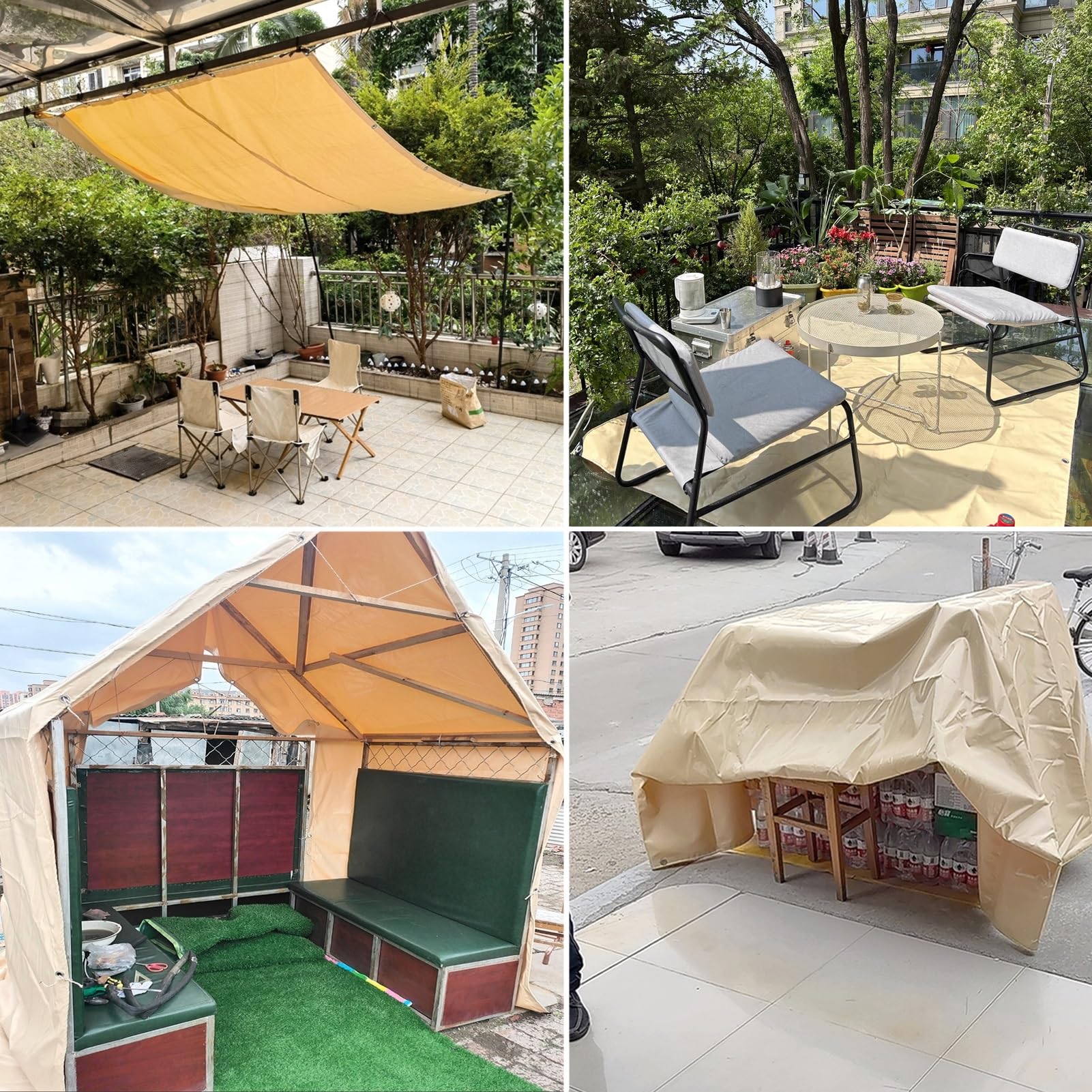 1x1m 2x2m 3x4m Telone Beige Telo Copritutto Resistente, Telo di Fondo, Teloni Impermeabili in PVC, Copertura Multiuso con Occhielli per Piscine, Caravan, Campeggio(1.8x2.4m)