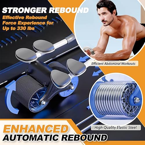 Miniatura 5 de Ailinkor Rueda de rodillo abdominal - Rodillo abdominal con soporte para codo, rueda abdominal de rebote automático con 4 codos, temporizador y