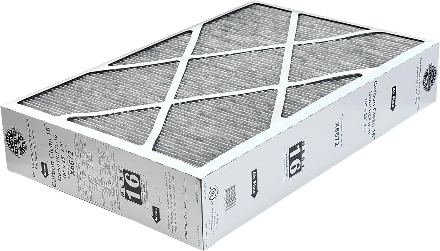 Lennox Healthy Climate Lennox X6672 16x25x5 Healthy Climate Carbon-Clean MERV 16 Filter Bundle with Same Day Supply Filter Change Reminder Magnet (2-Pack) 2 Count (Pack of 1)