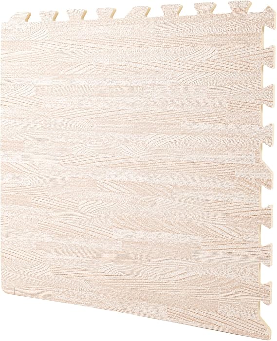 AngelcityCC 25 Pcs Premium EVA Wood Grain Interlocking Foam Floor Mats, Anti-Fatigue Flooring, 24 in x 24 in