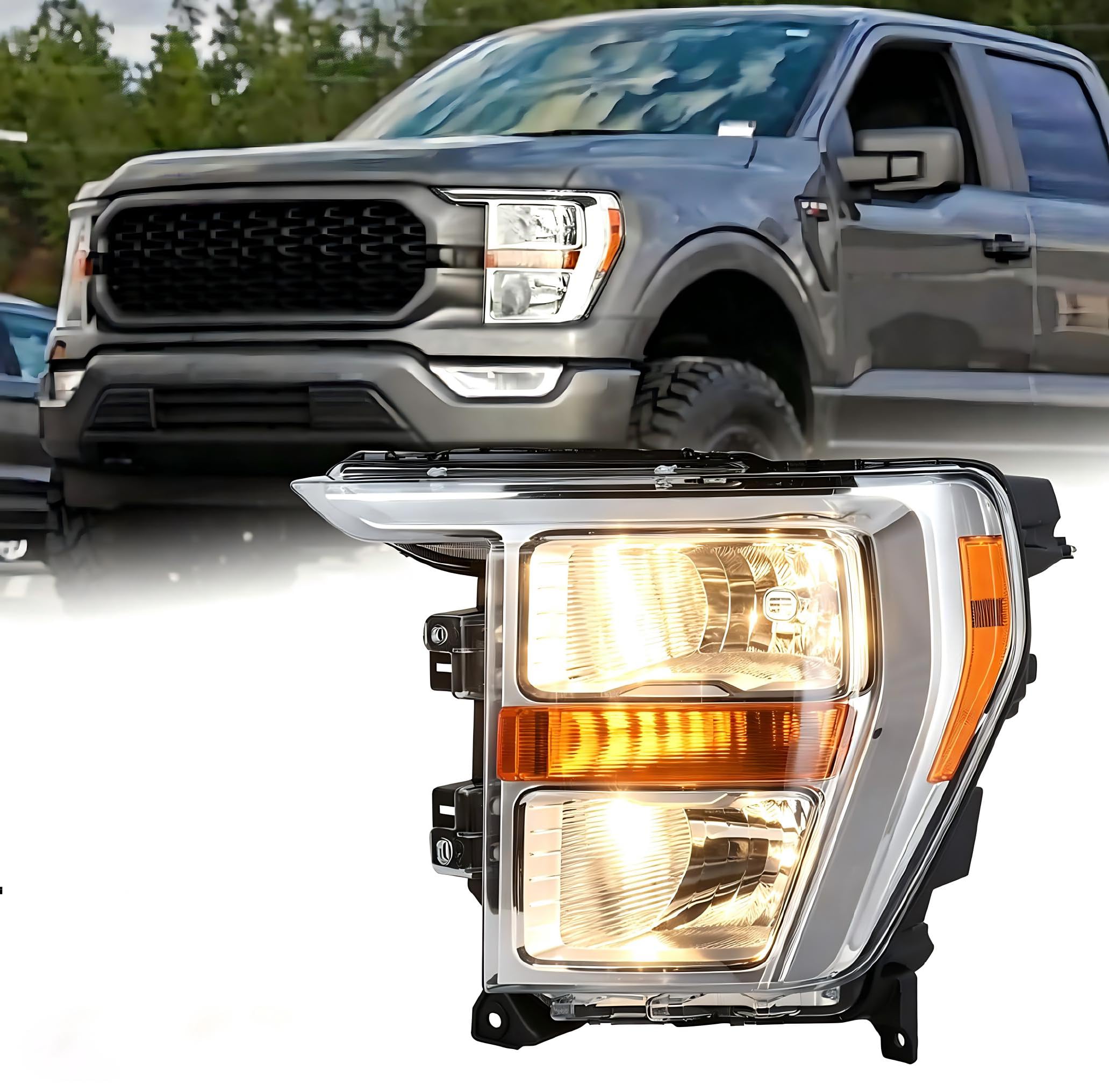 Amazon.com: Duolctrams Halogen OEM Style Chrome Bezel Headlight