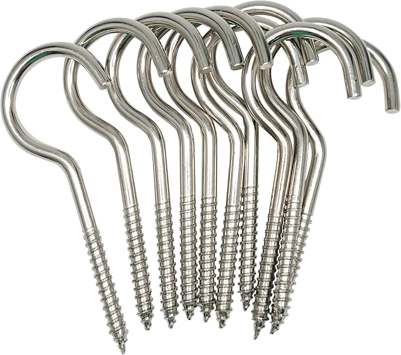 Axe Sickle 4 Inch Large Screw Hook Ceiling Hook Cup Hook Silver 10 Pcs