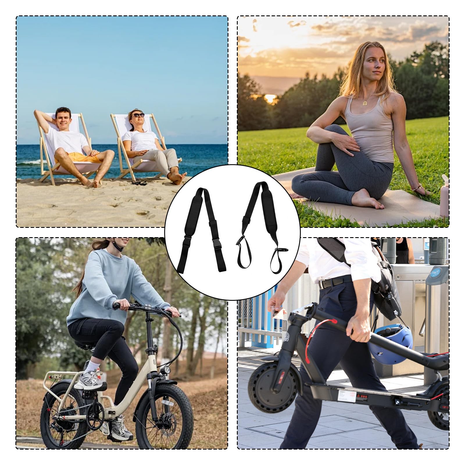 Correas de transporte antideslizantes ajustables para draisianas, bicicletas y sillas plegables | Juego de 2
