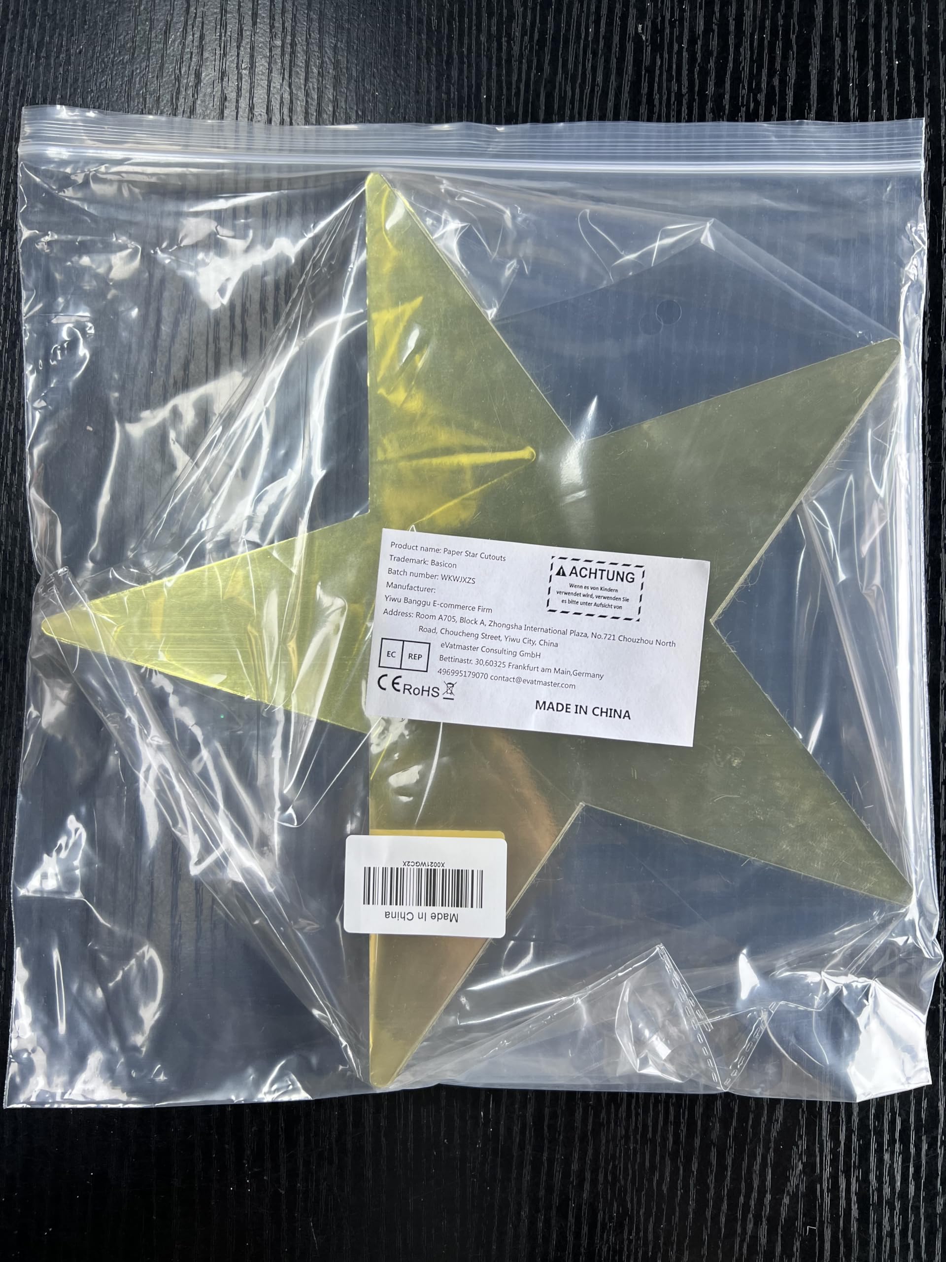 50 pezzi 28 cm Star Cutouts, Basicon, decorazioni a forma di stella di carta, a forma di stella, grande stella dorata, decorazione per tavola nera aula, parete per feste
