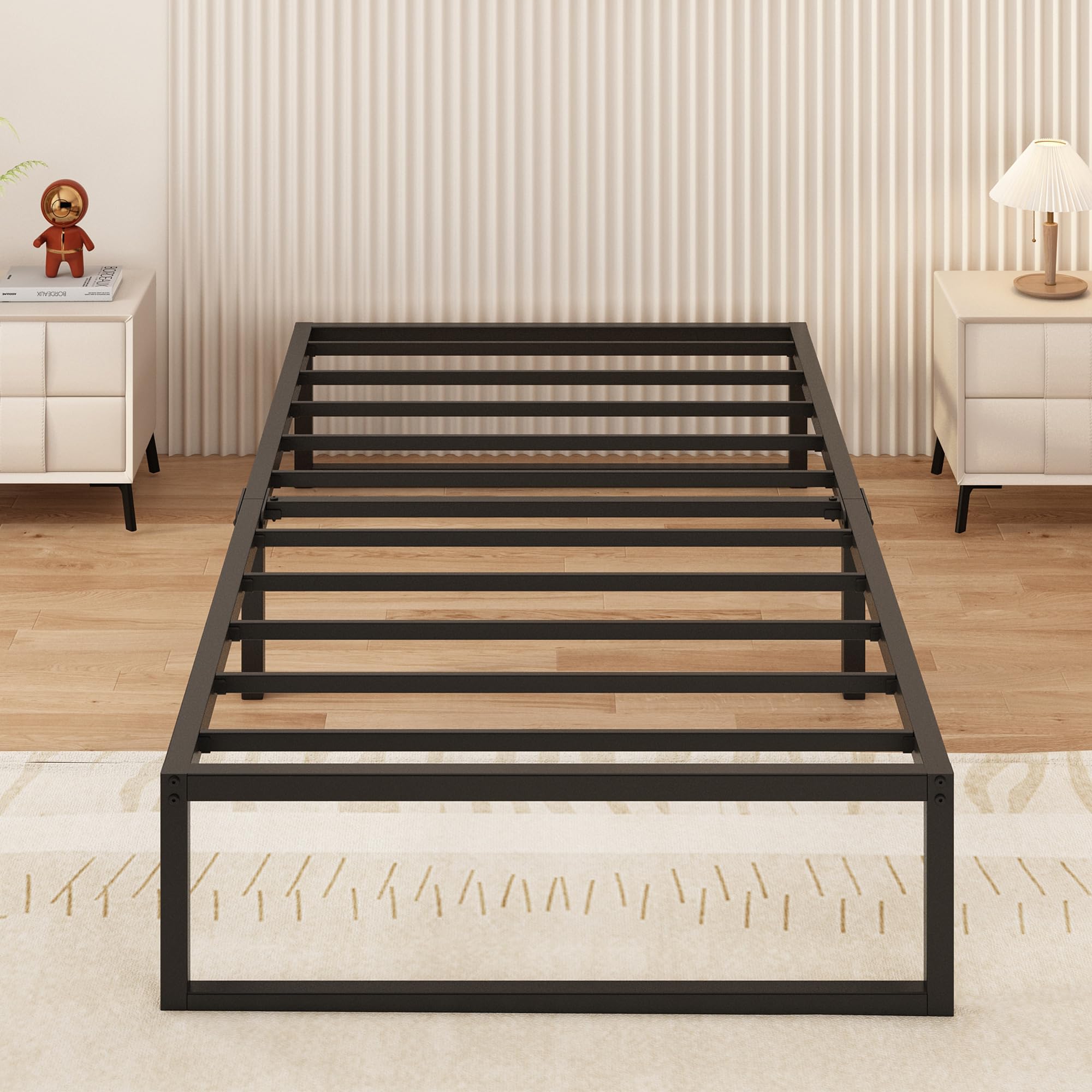 Yicensen Struttura Letto Singola 80x190 cm, Struttura Letto in Metallo, Supporto Solido, Facile da Montare, Design Silenzioso, Stile Moderno e Minimalista, Altezza 36 cm, Nero