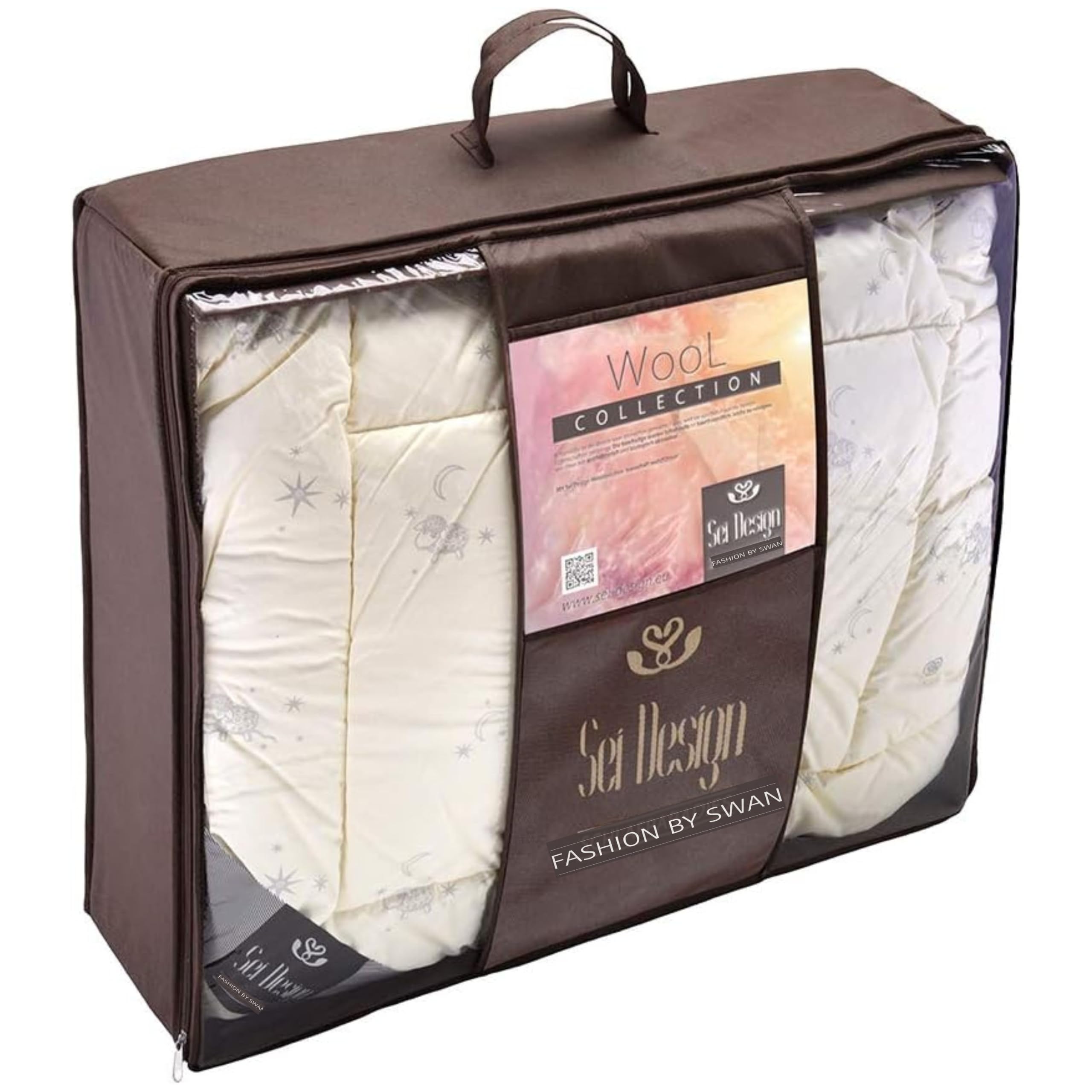 sei Design Wolle Bettdecke Wool Comfort mit feinste Schurwolle gefüllt - Winterwarm 220x200 - Bezug - weiche Mikrofaser