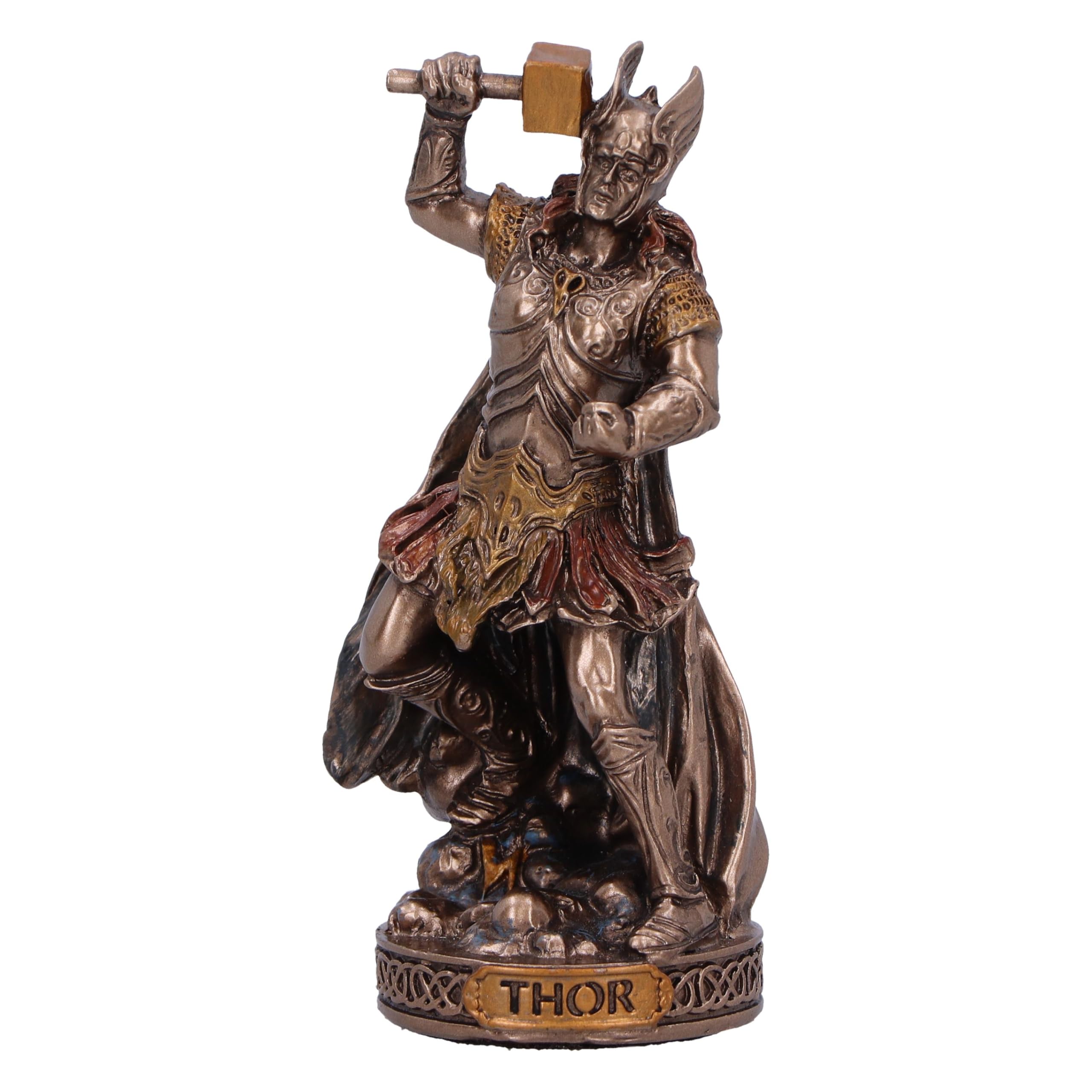 Nemesis Now Multicolour Norse Mythology Decor Bronze God Statue 8.5Cm Tall – Cast In The Finest Resin, Expertly Hand-Painted – Thor God Of Thunder And Lightning