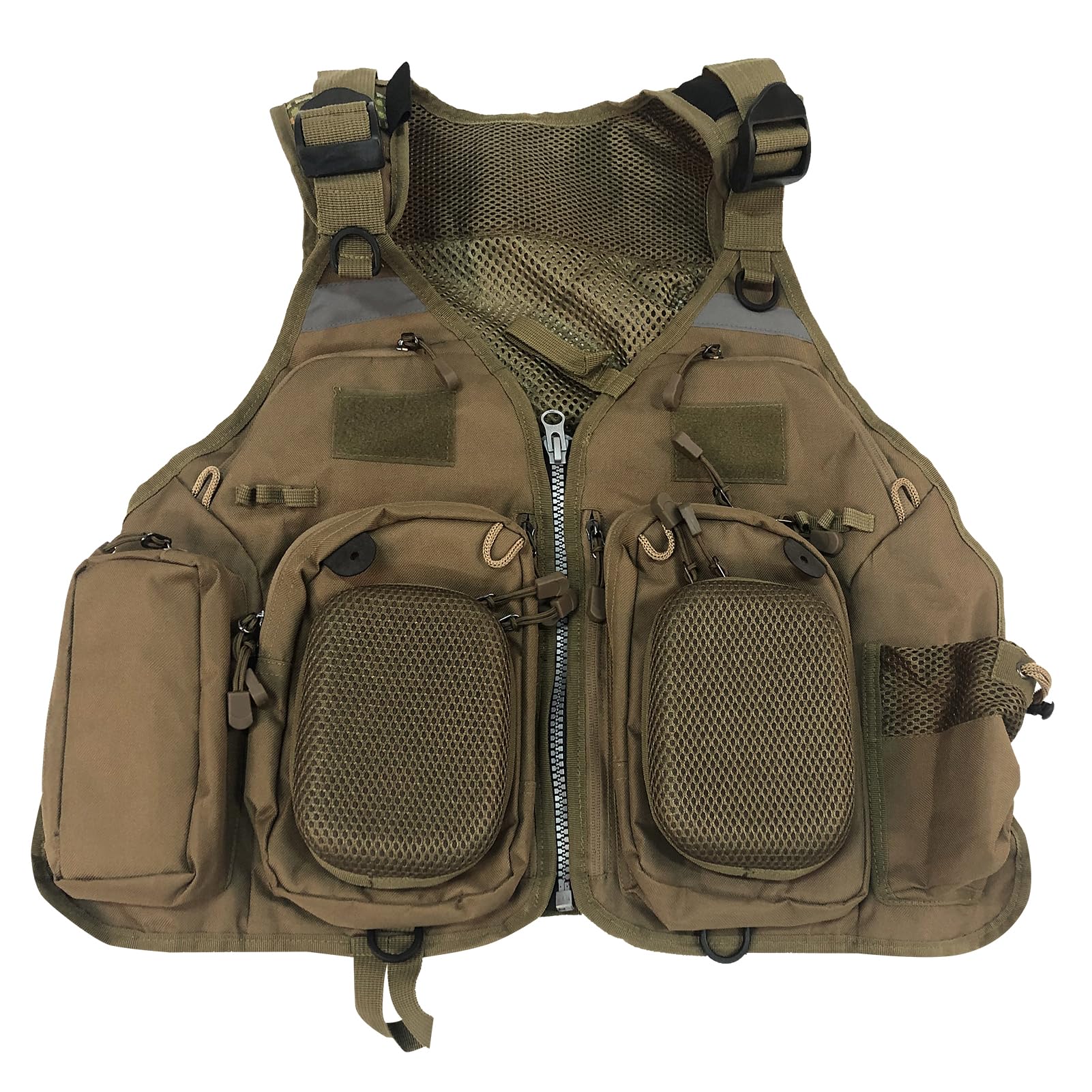 Fishing Sports Vest, Multi Pocket Professional Jacket with Reflective Strips Zipper Design, Fishing Jacket for Men with Mesh Bag