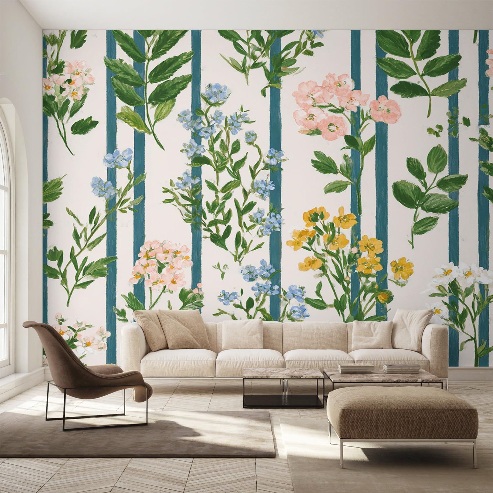 Papier peint panoramique fleur pour salon : transformez vos murs ternes