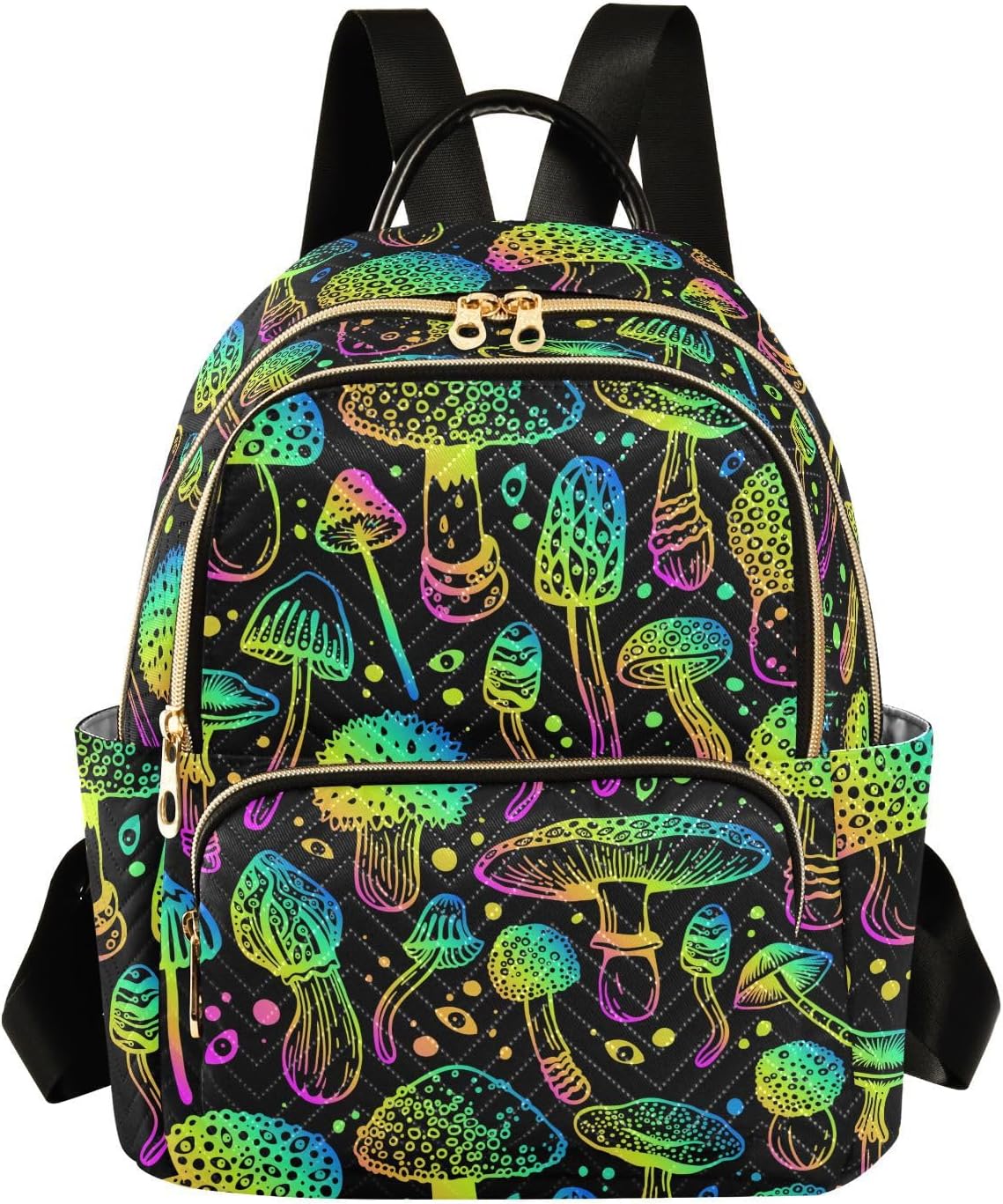 Trippy Colorful Mushroom Mini Backpack Fashion Backpack Purse for Women,Handbag Shoulder Bag Casual Daypack, Ladies Gift for College Work （M）
