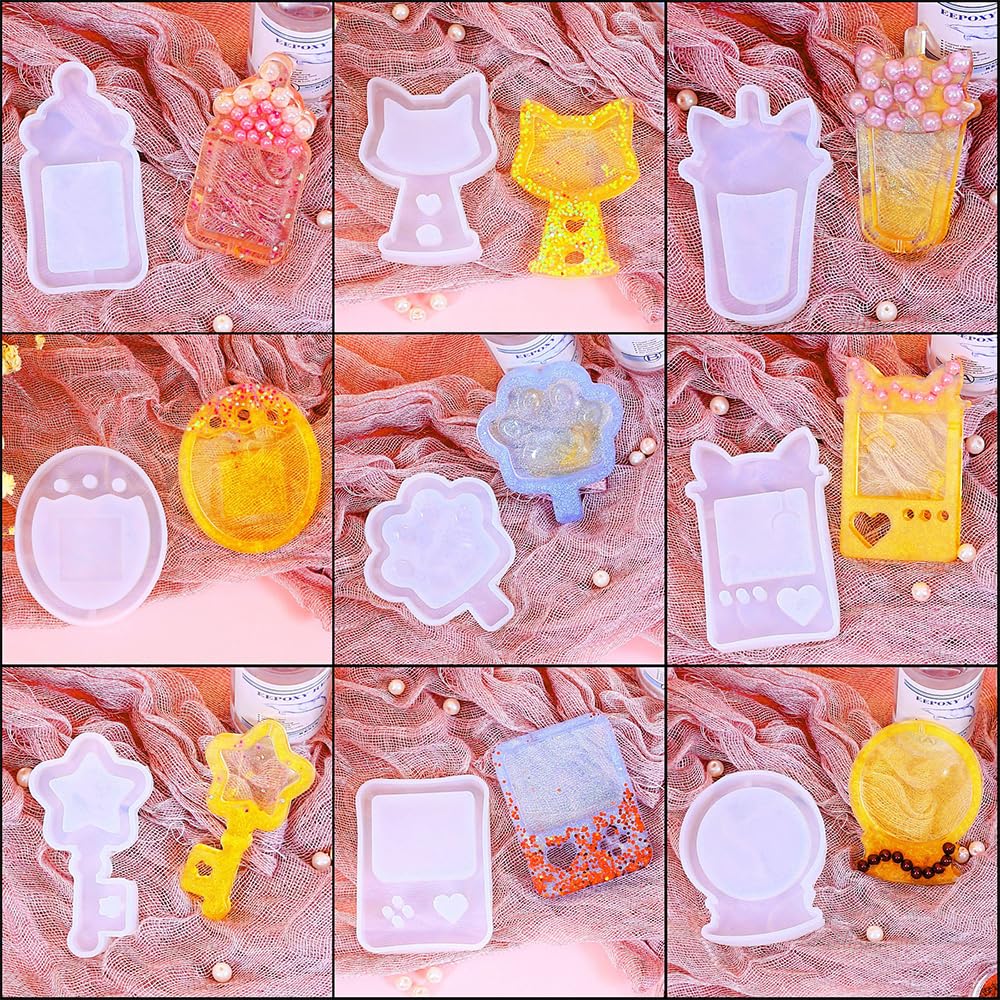 iSuperb 9 Packs Shaker Silicone Moulds Resin Moulds Quicksand Molds for Epoxy Resin Casting Jewelry Resin Molds for Pendant Decoration DIY Craft Making (9 PCS Resin Mold) - Image 2