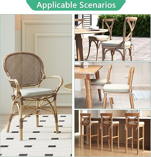 Miniatura 7 de Helios&Hestia Cojines para sillas de comedor de interior con lazos para cocina, cojines de asiento para exteriores con funda extraíble, parte