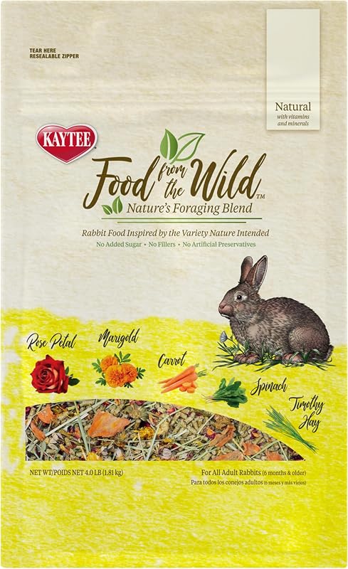 Ração para Coelhos Adultos Kaytee Food from The Wild com Feno Timothy e Vegetais, 1,81 kg