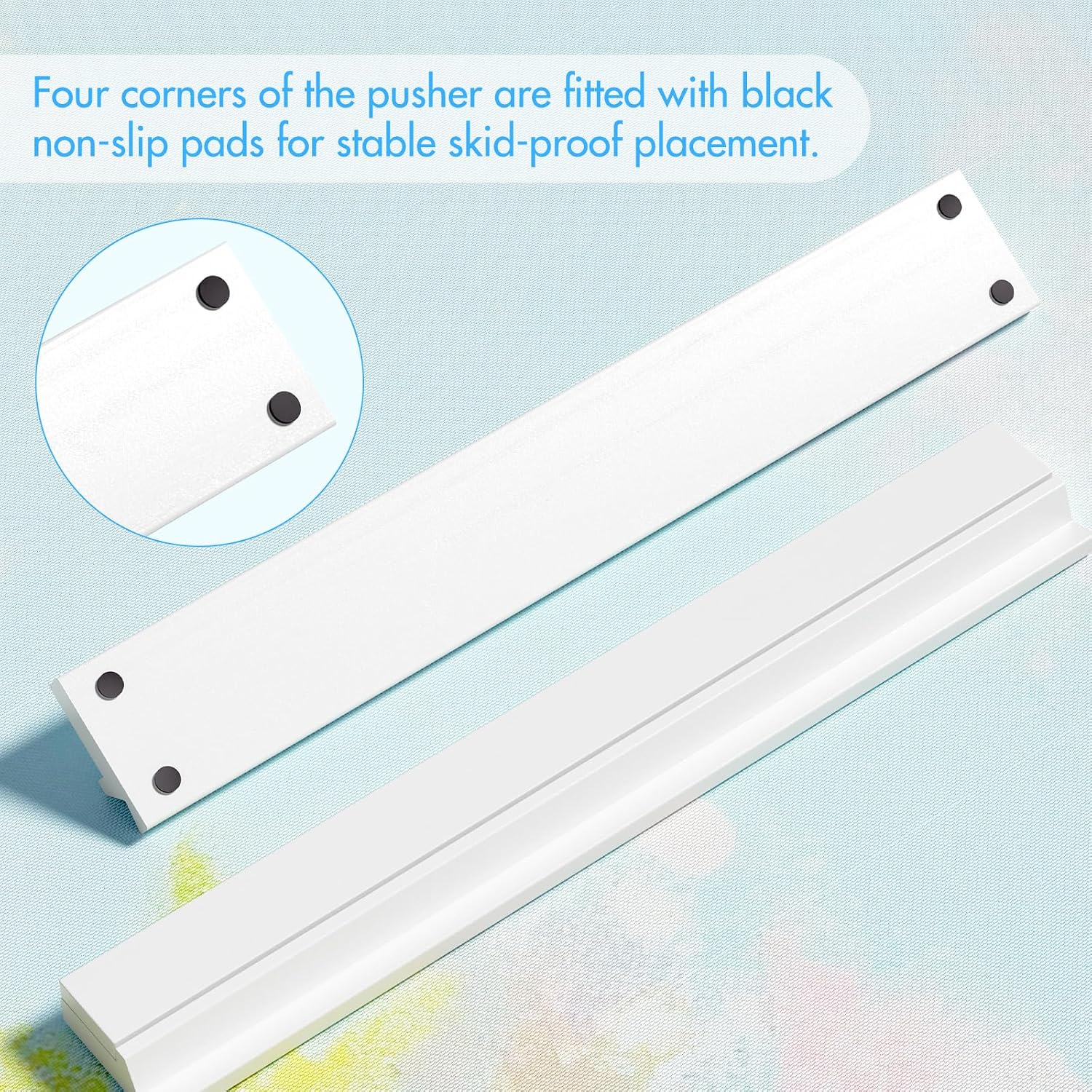 Non‑Slip 17.3" Wooden Mahjong Racks with Pushers,White image 3