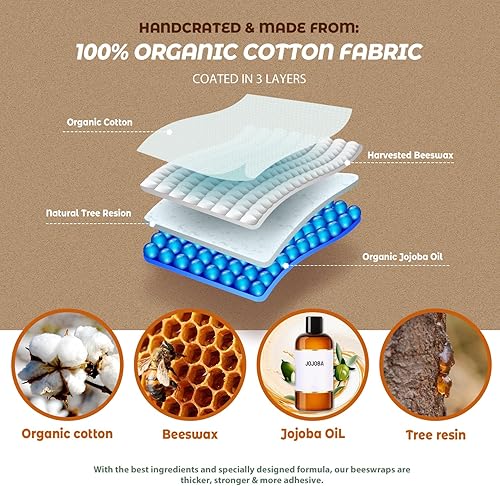 Miniatura 40 de Akeeko Envolturas reutilizables de cera de abejas – Surtido de 9 paquetes, reutilizables, sin plástico, almacenamiento de alimentos 5 pequeñas, 2