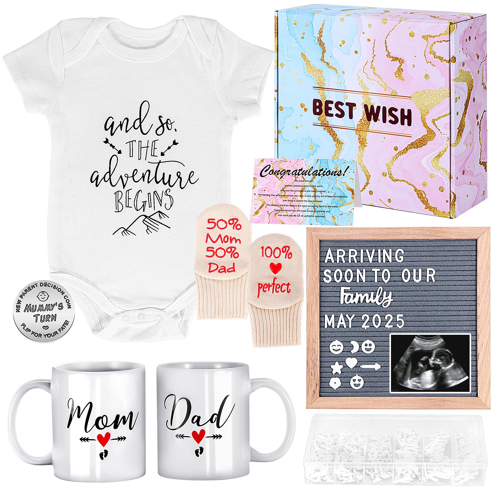 LIAVOEIZ Gift for New Parents-New Mom Gifts for Women- Announcements Pregnancy Gifts for First Time Moms, Gender Reveal Gifts Basket for New Parents